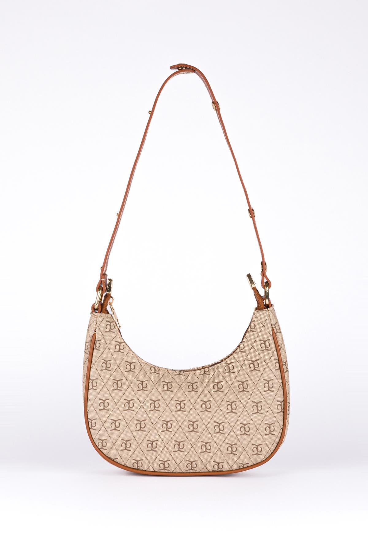 Desenli Baget Çanta Taba