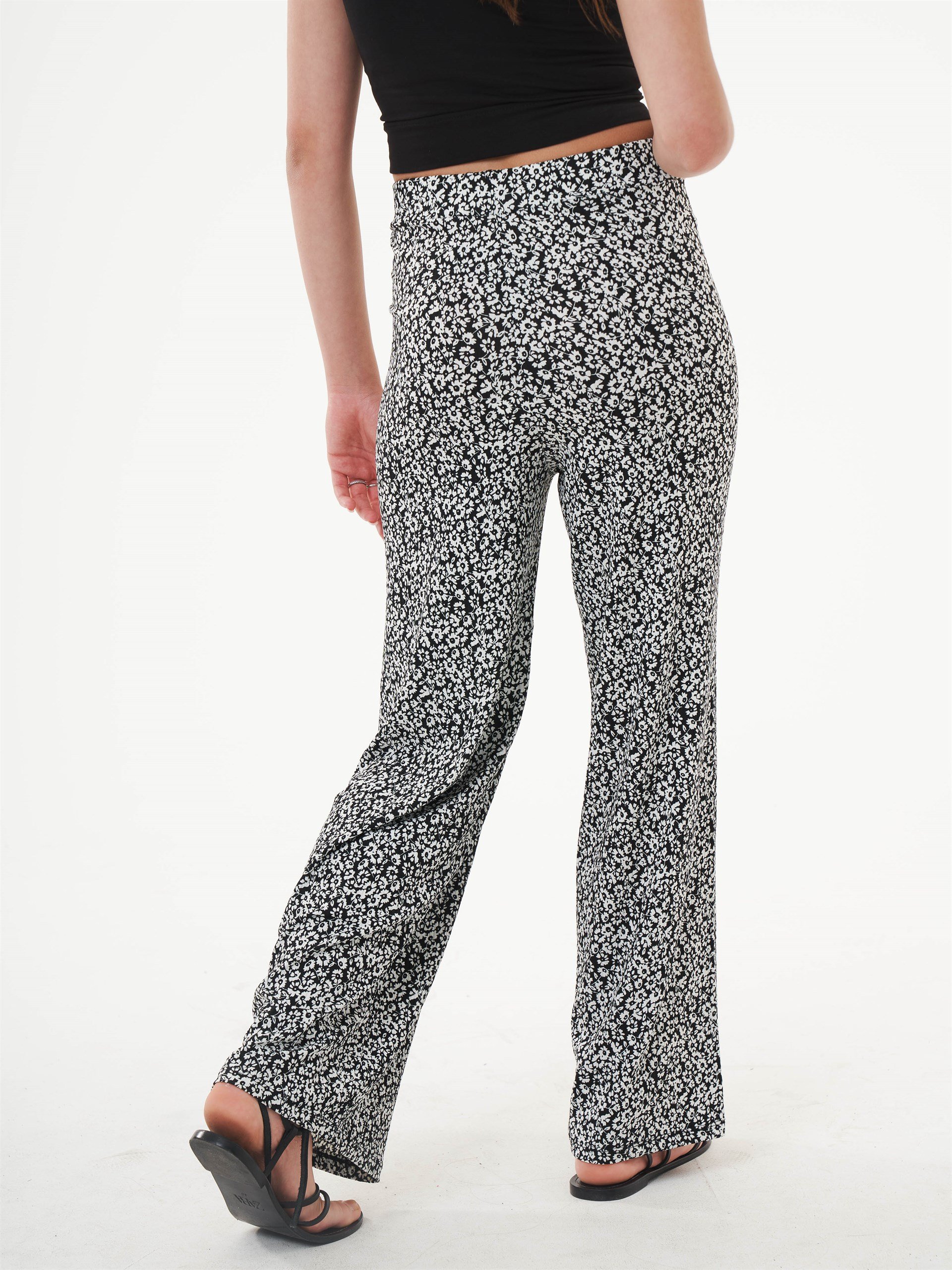 Desenli Bol Paça Pantolon