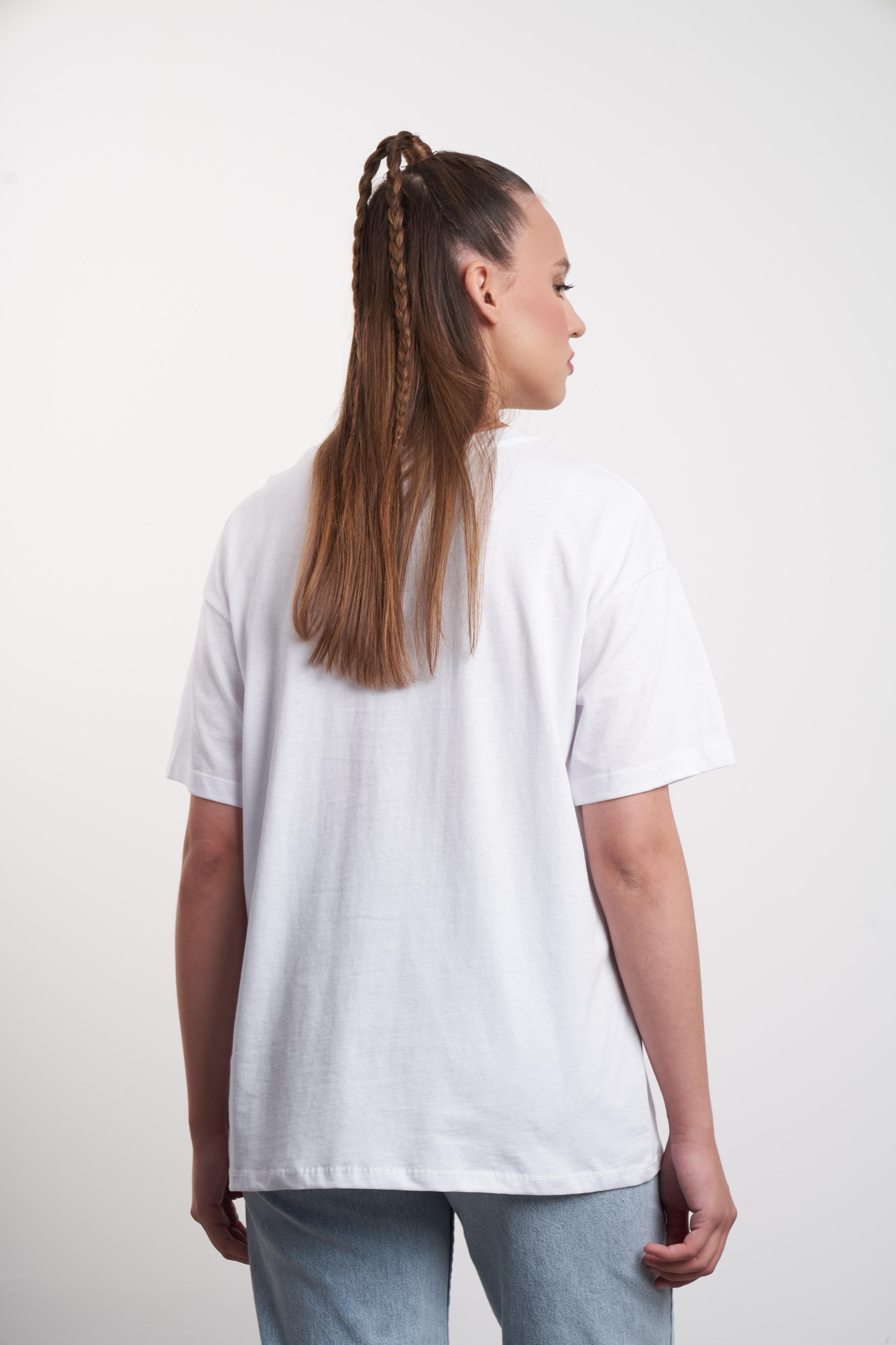 Dog Nakış Baskılı T-shirt Beyaz