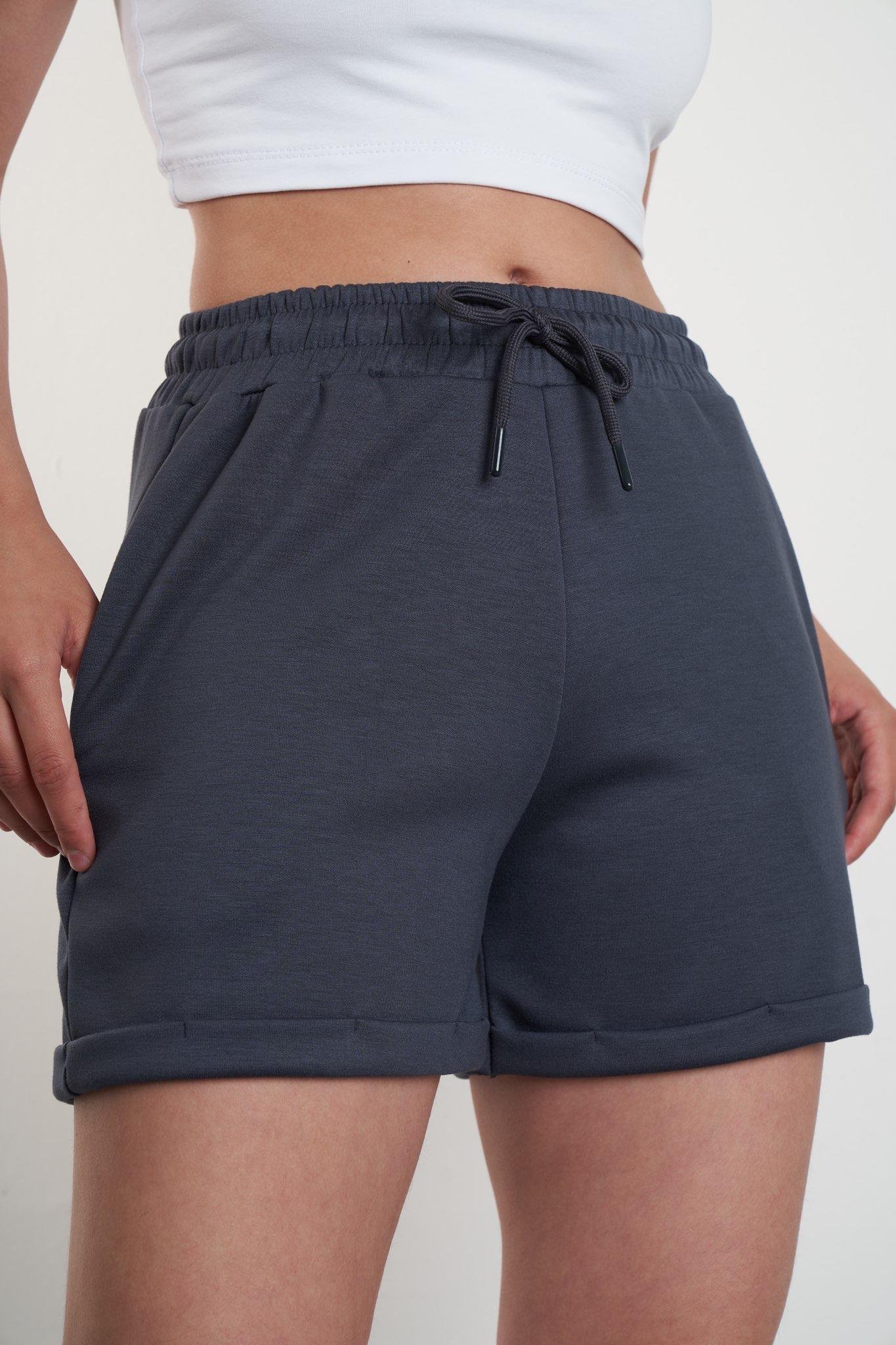 Duble Paça Detaylı Şort Antrasit