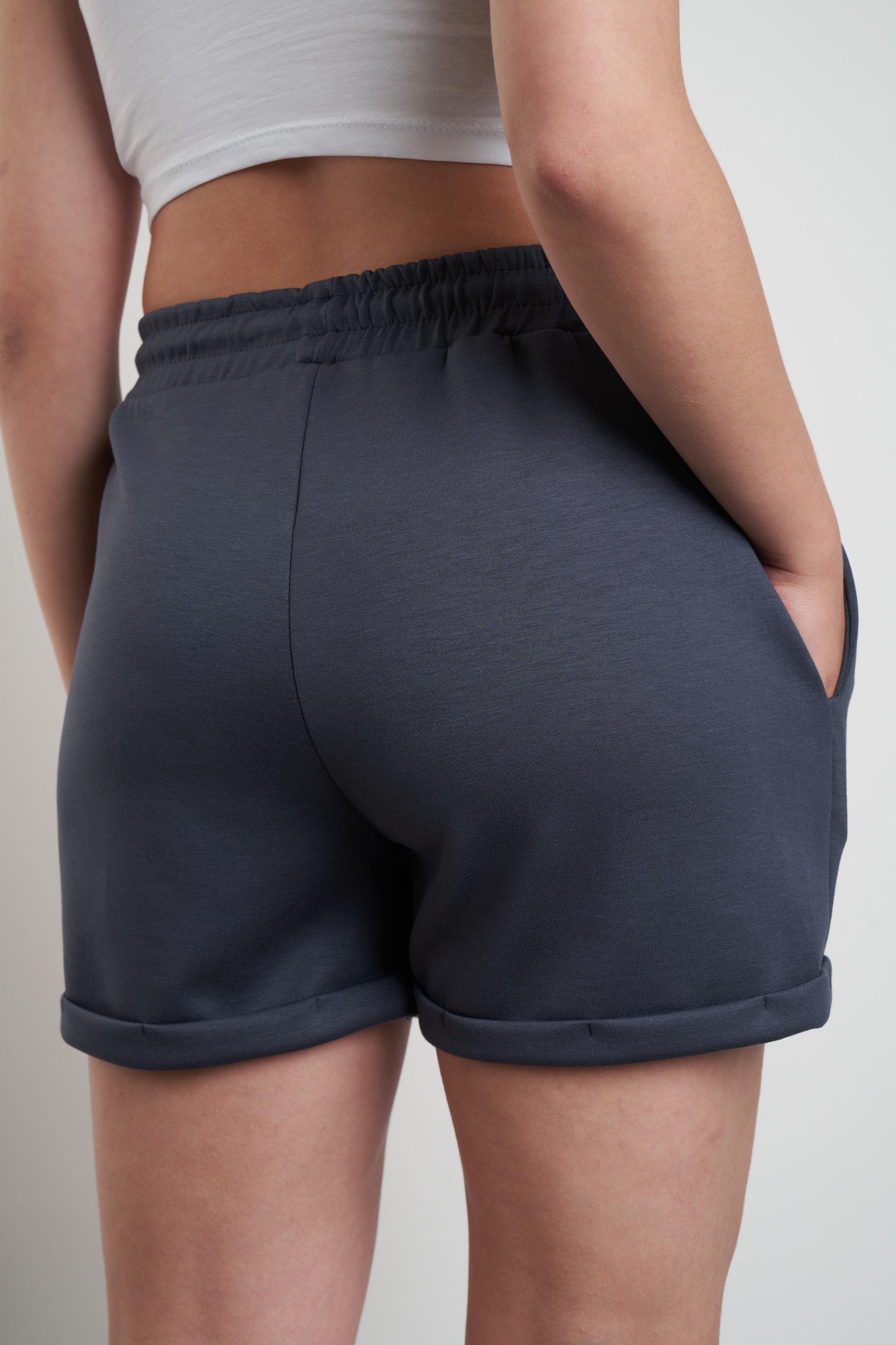 Duble Paça Detaylı Şort Antrasit