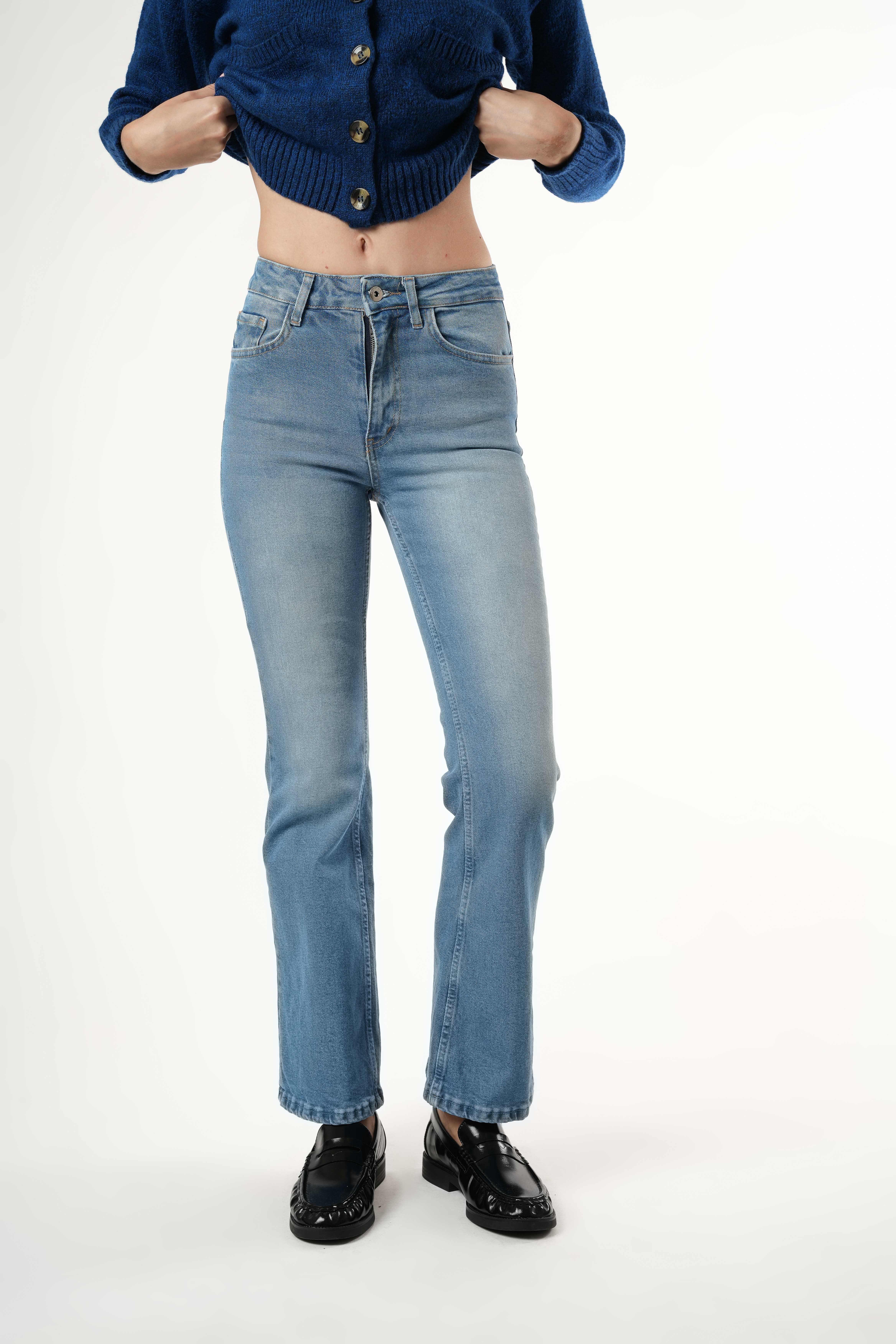 Flare Fit Jean Pantolon Açık Mavi