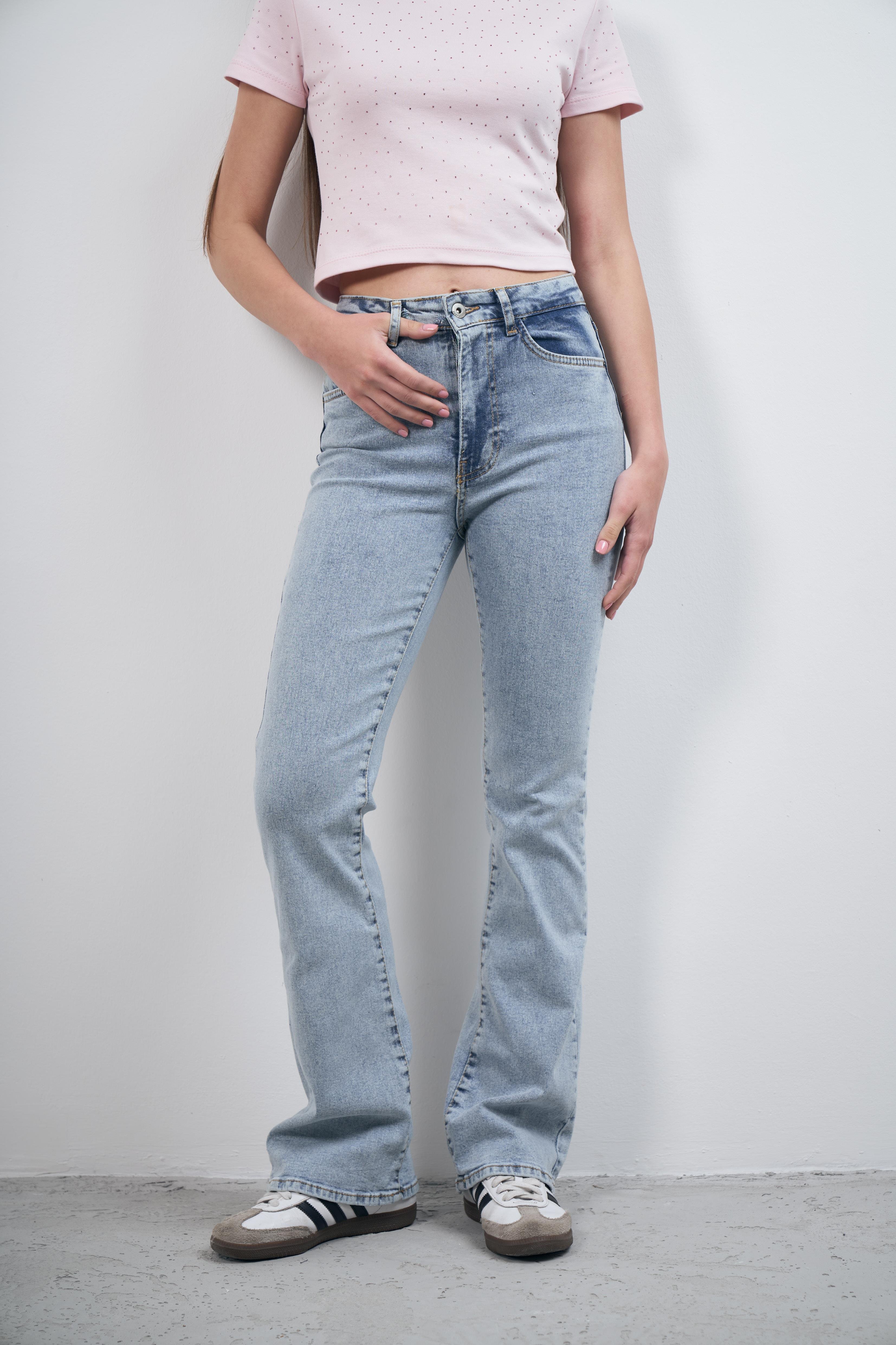 Flare Fit Jean Pantolon Açık Mavi