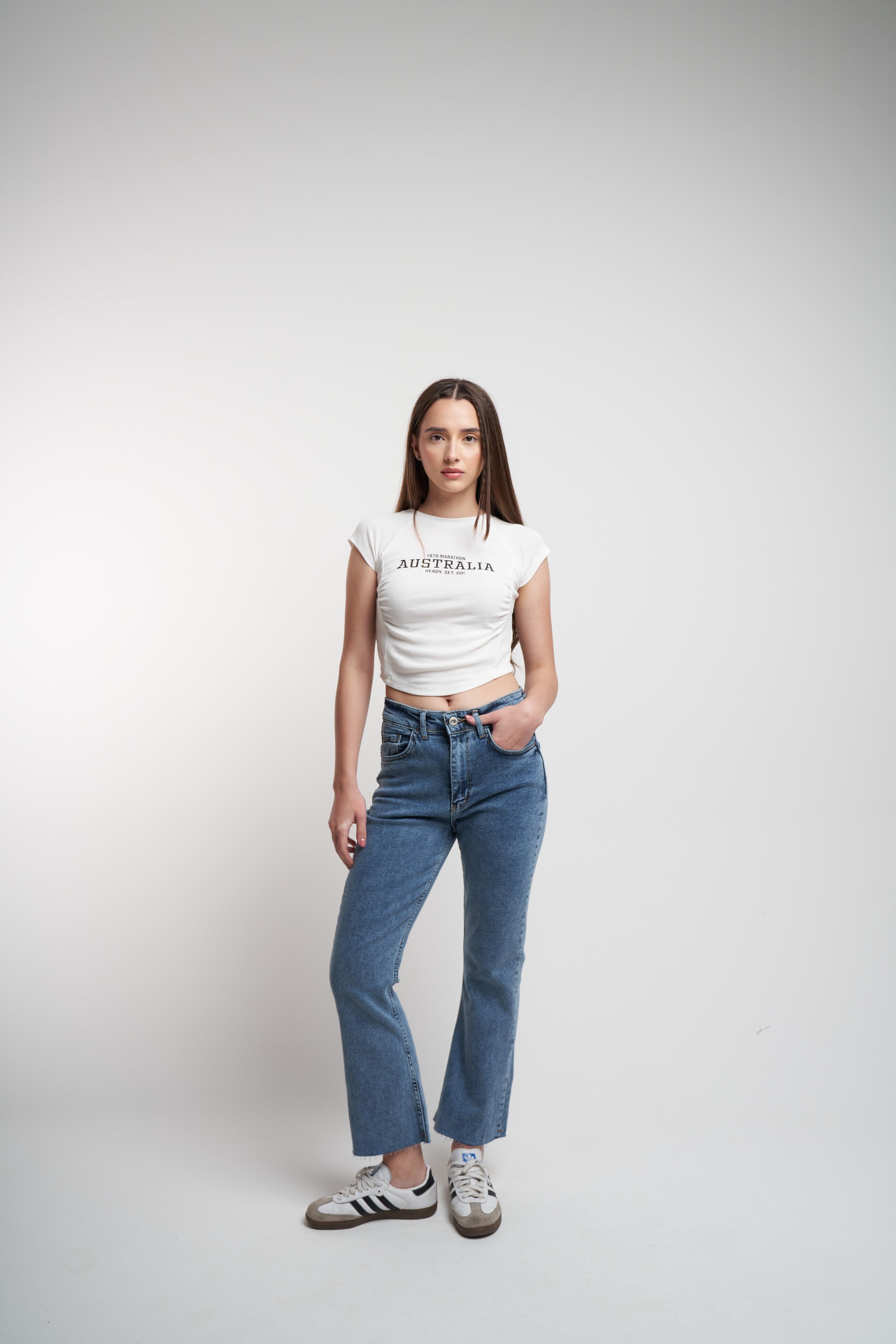 Flare Fit Jean Pantolon Mavi