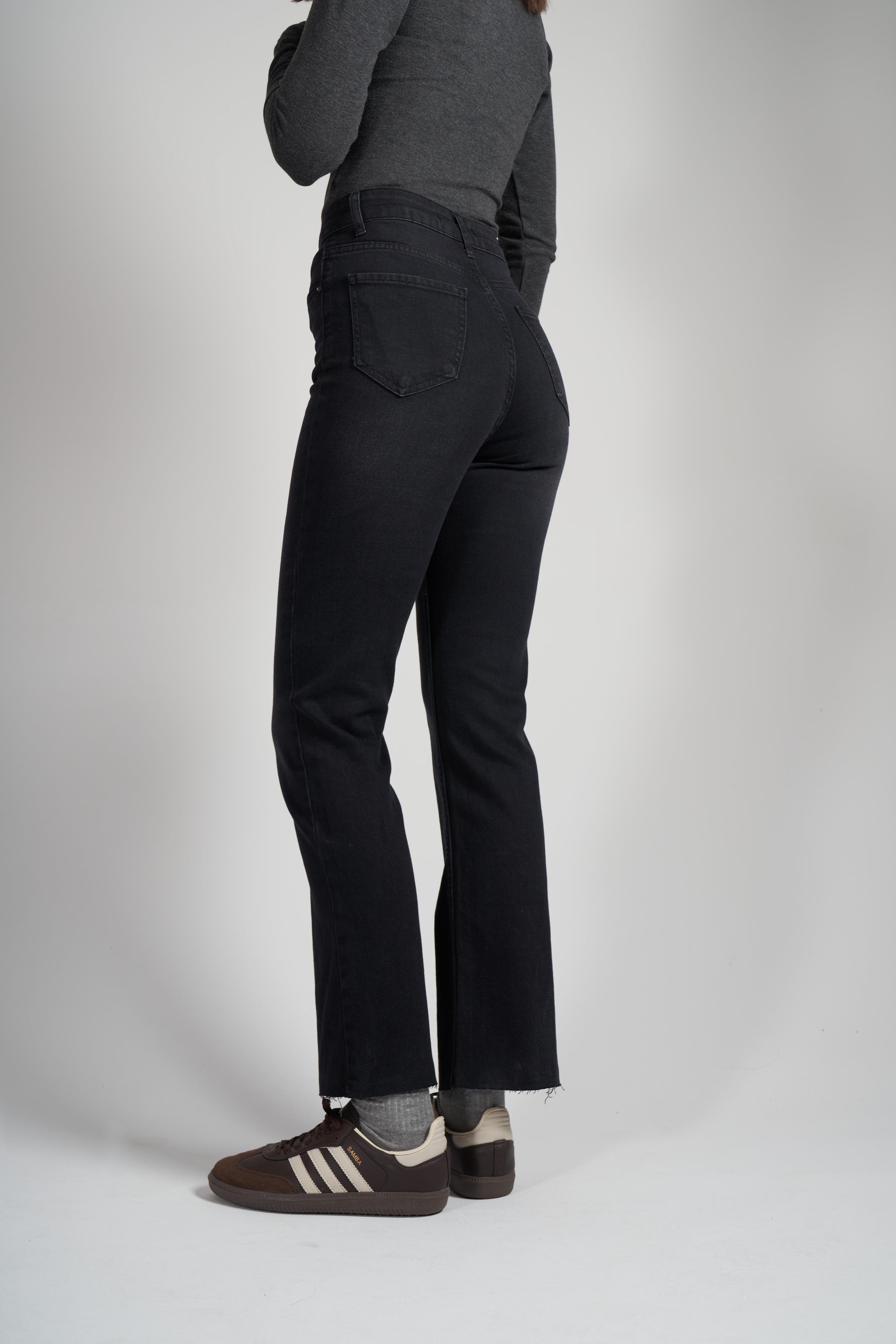 Flare Fit Jean Pantolon Siyah