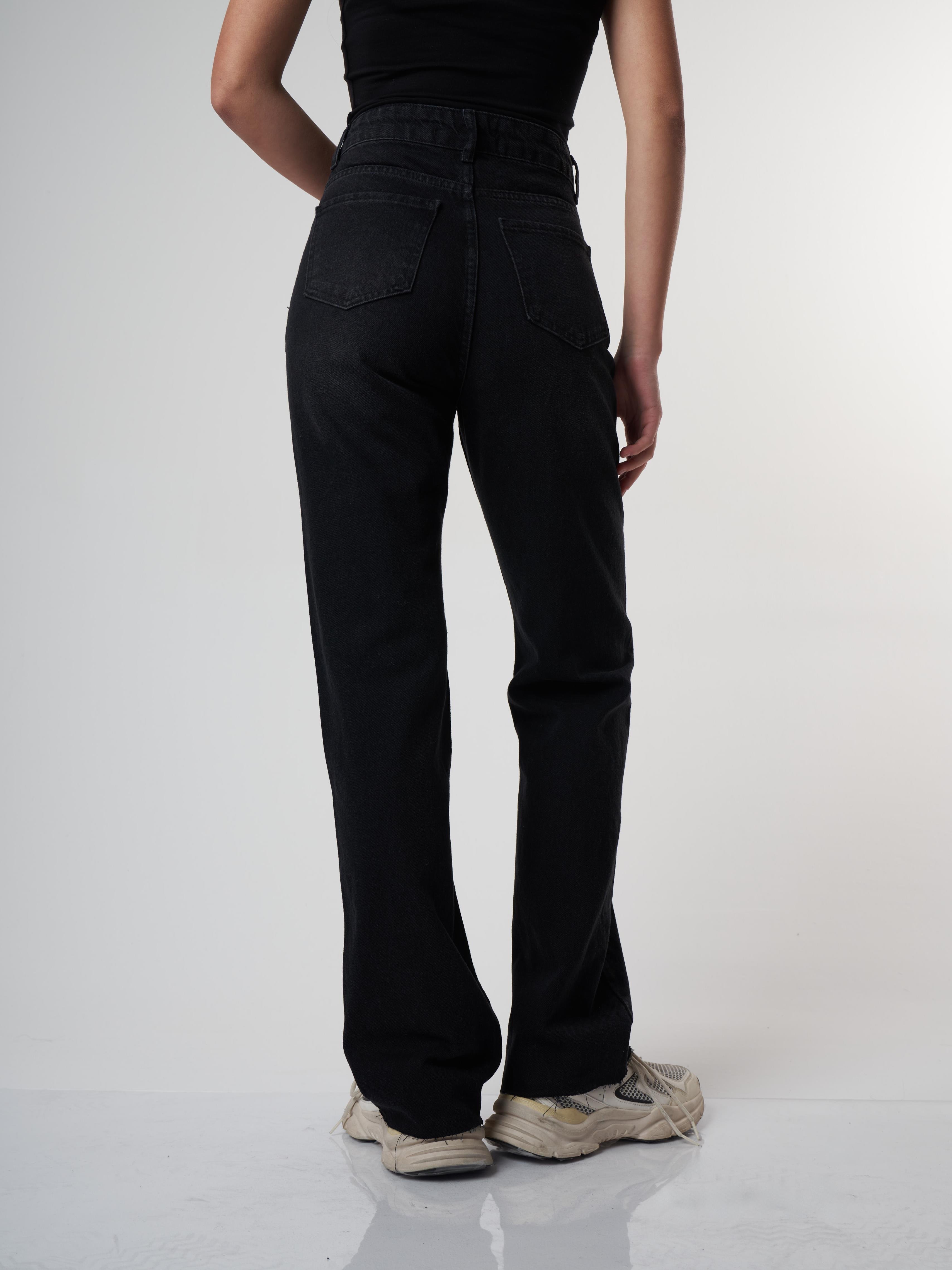 Flare Fit Jean Pantolon Siyah