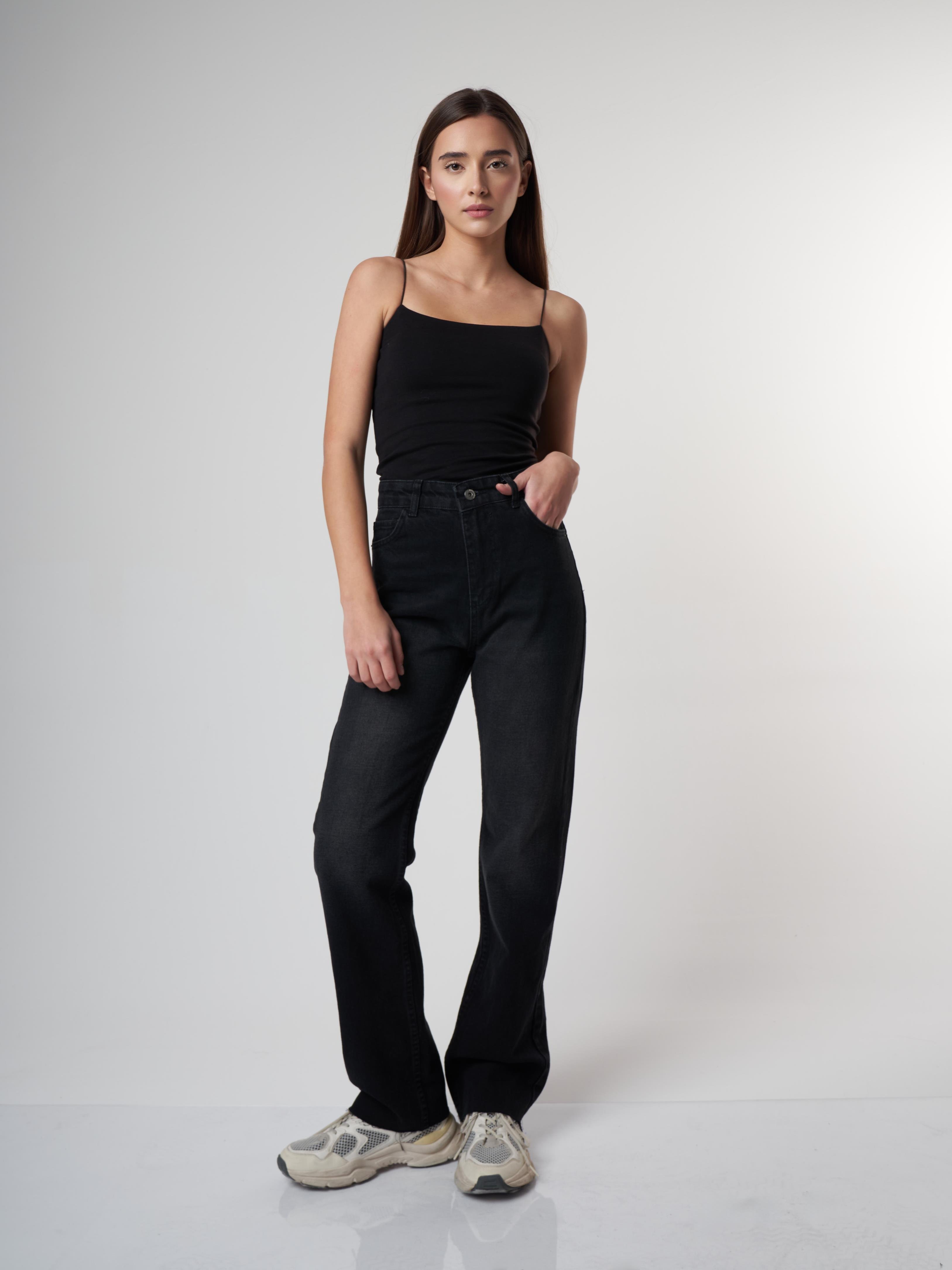 Flare Fit Jean Pantolon Siyah