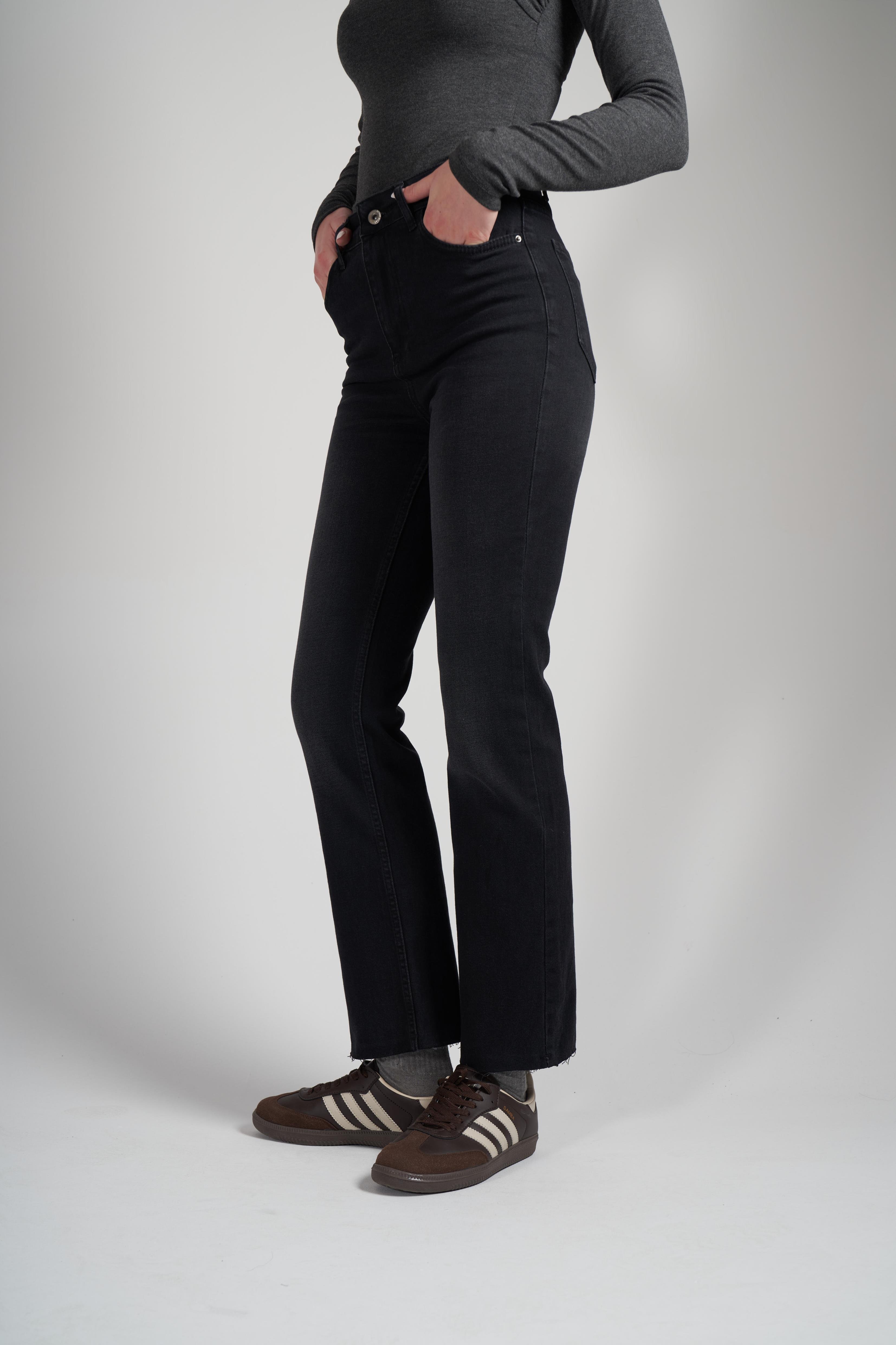 Flare Fit Jean Pantolon Siyah