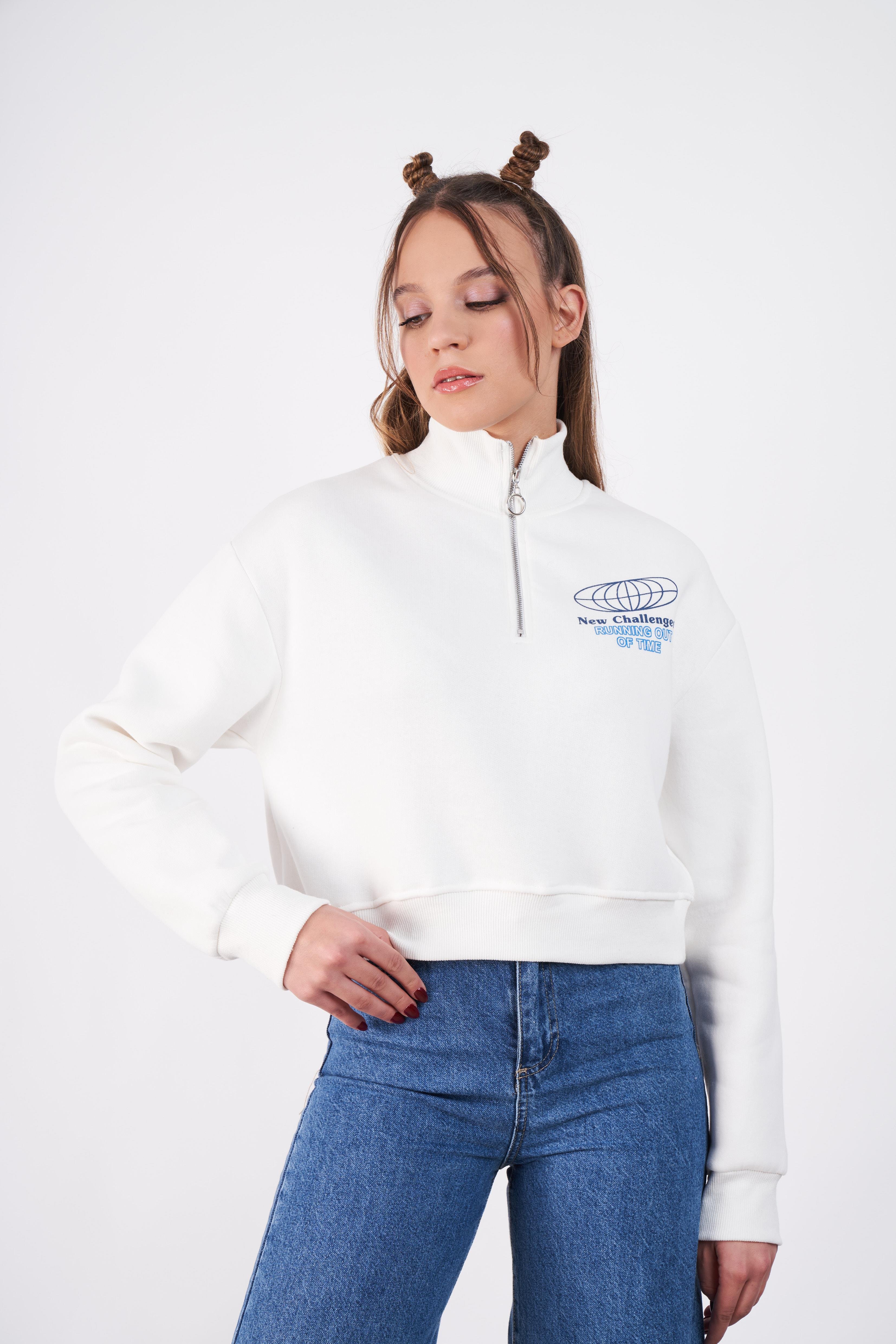 Gladstone Baskılı Sweatshirt Ekru