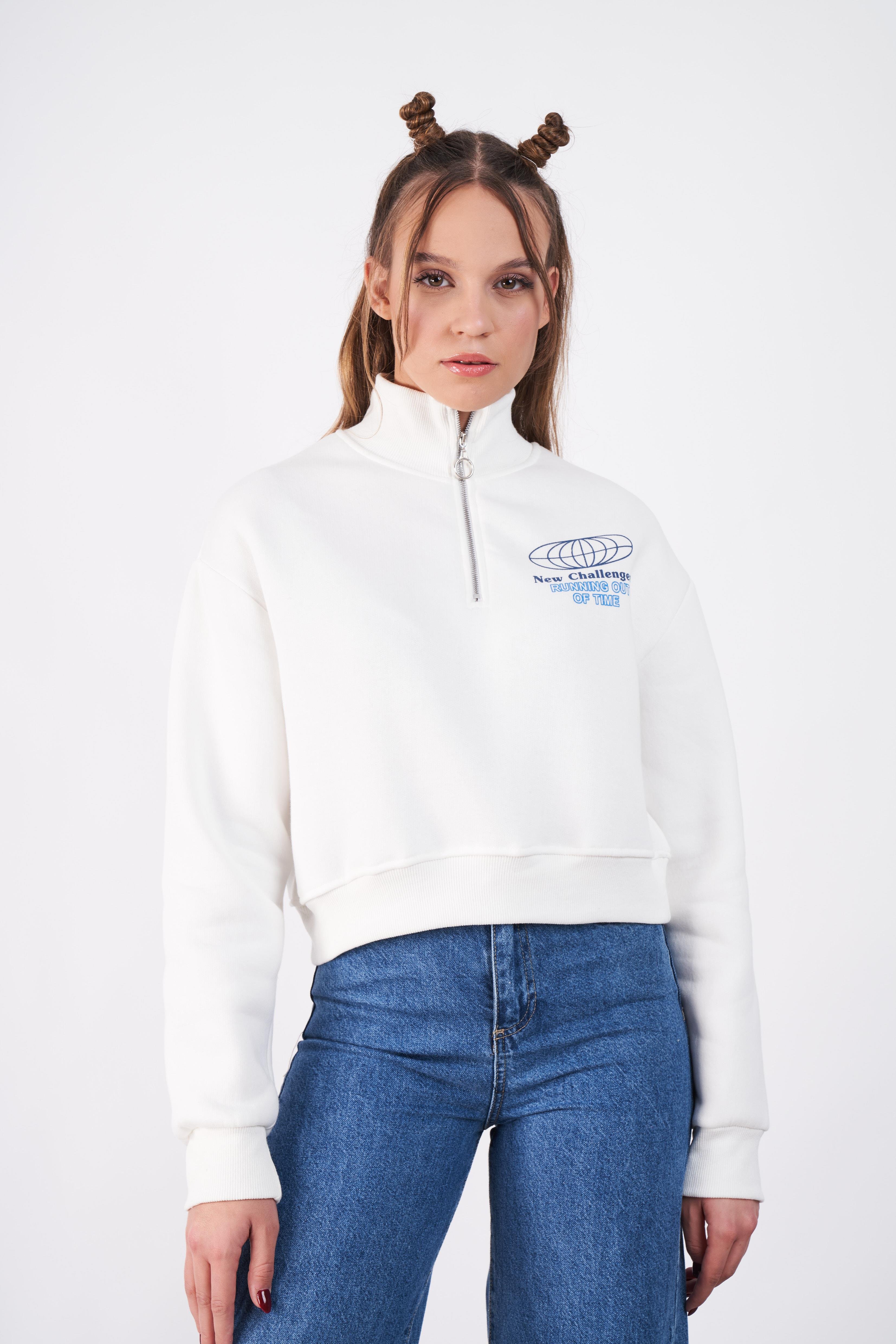 Gladstone Baskılı Sweatshirt Ekru