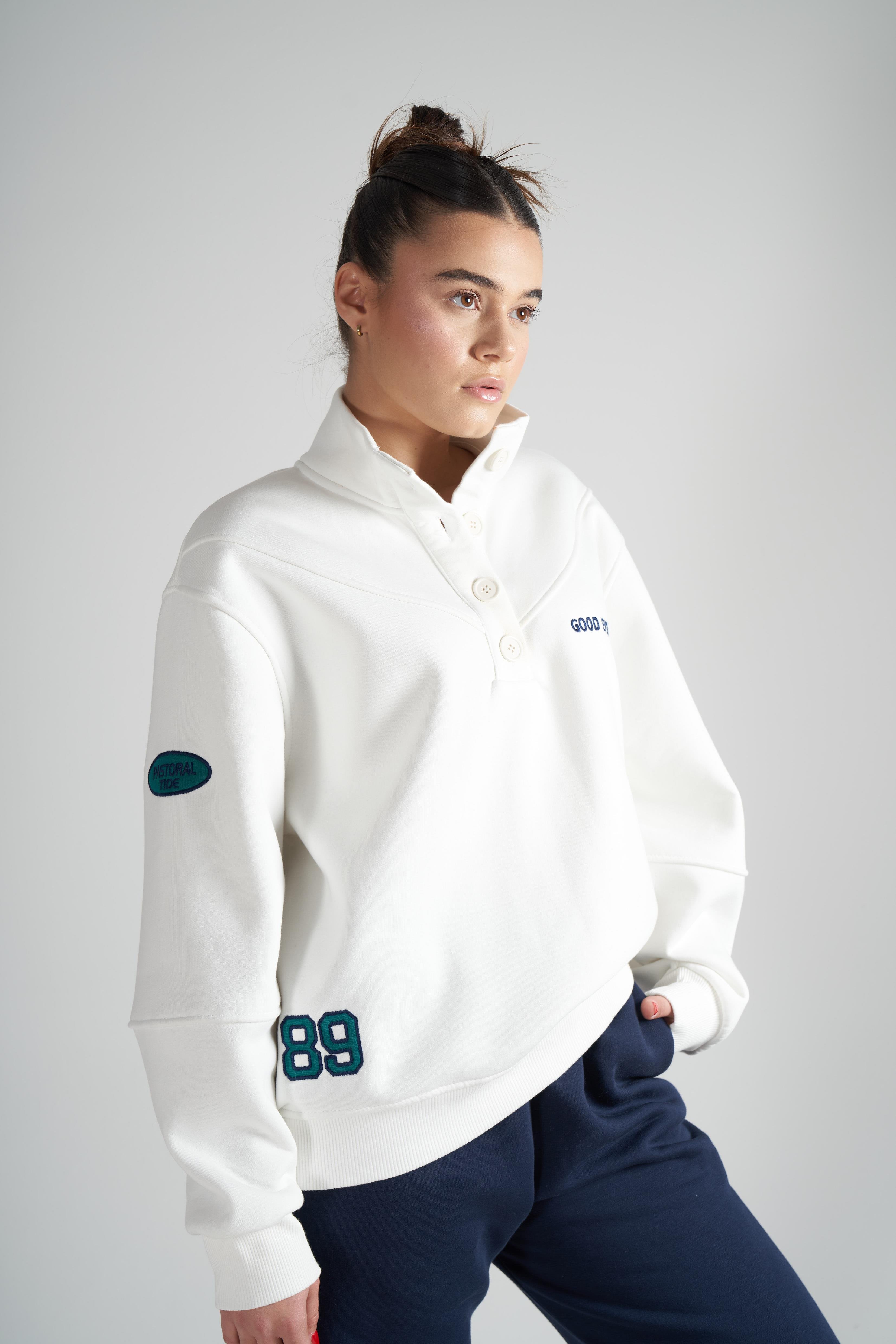 Good Evening Baskılı Şardonlu Sweatshirt Ekru