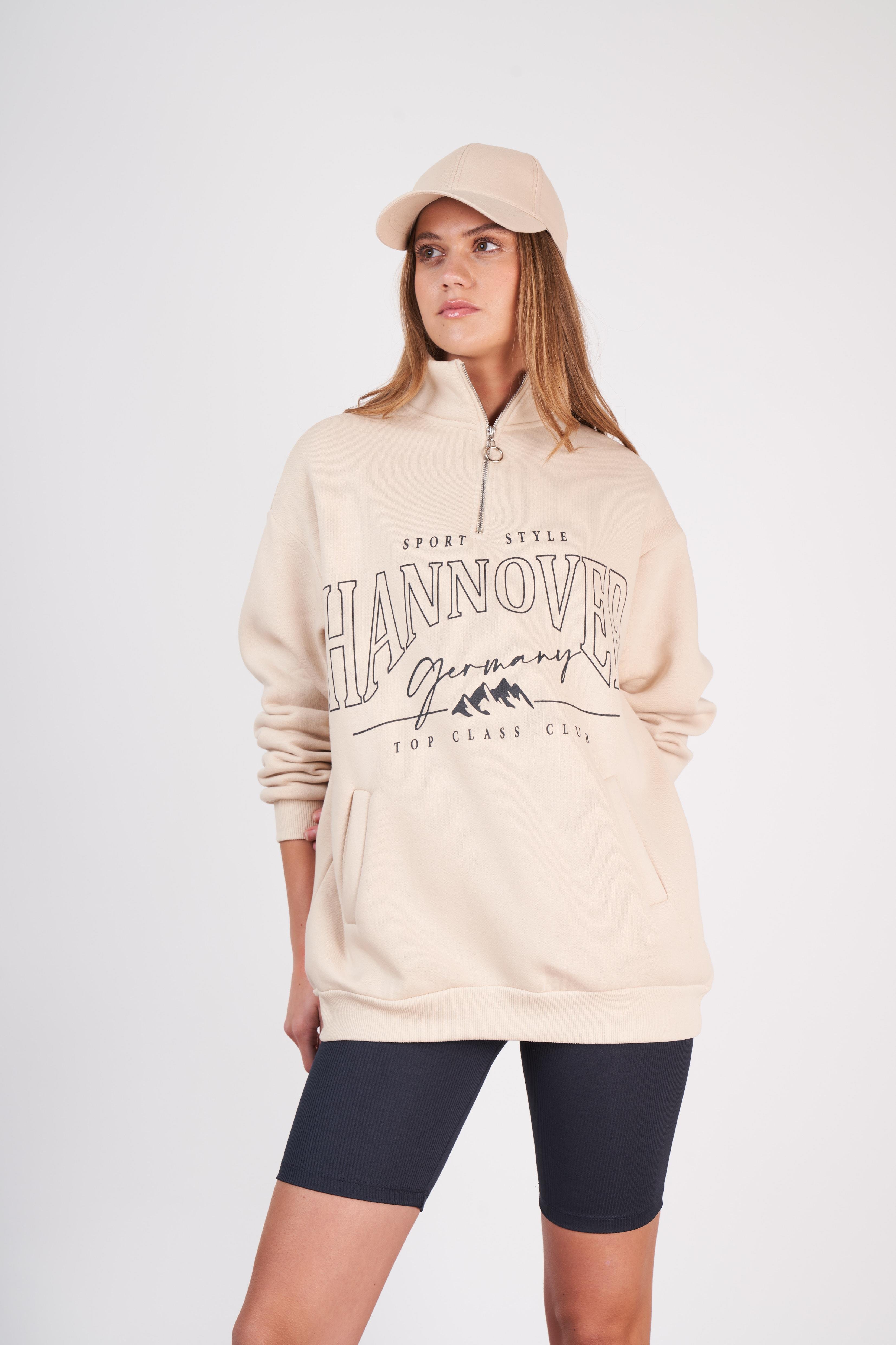 Hannover Baskılı Sweatshirt Taş