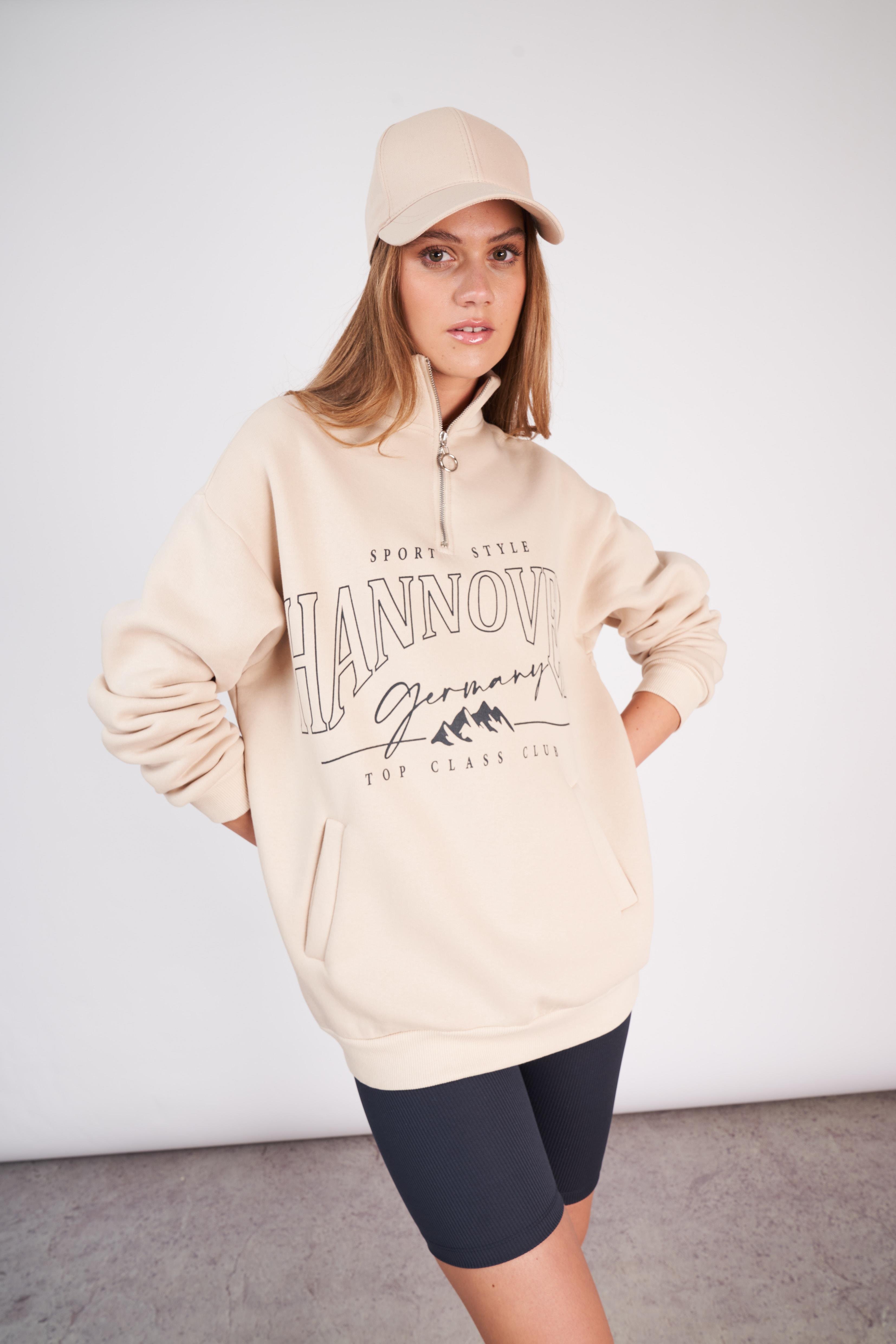 Hannover Baskılı Sweatshirt Taş