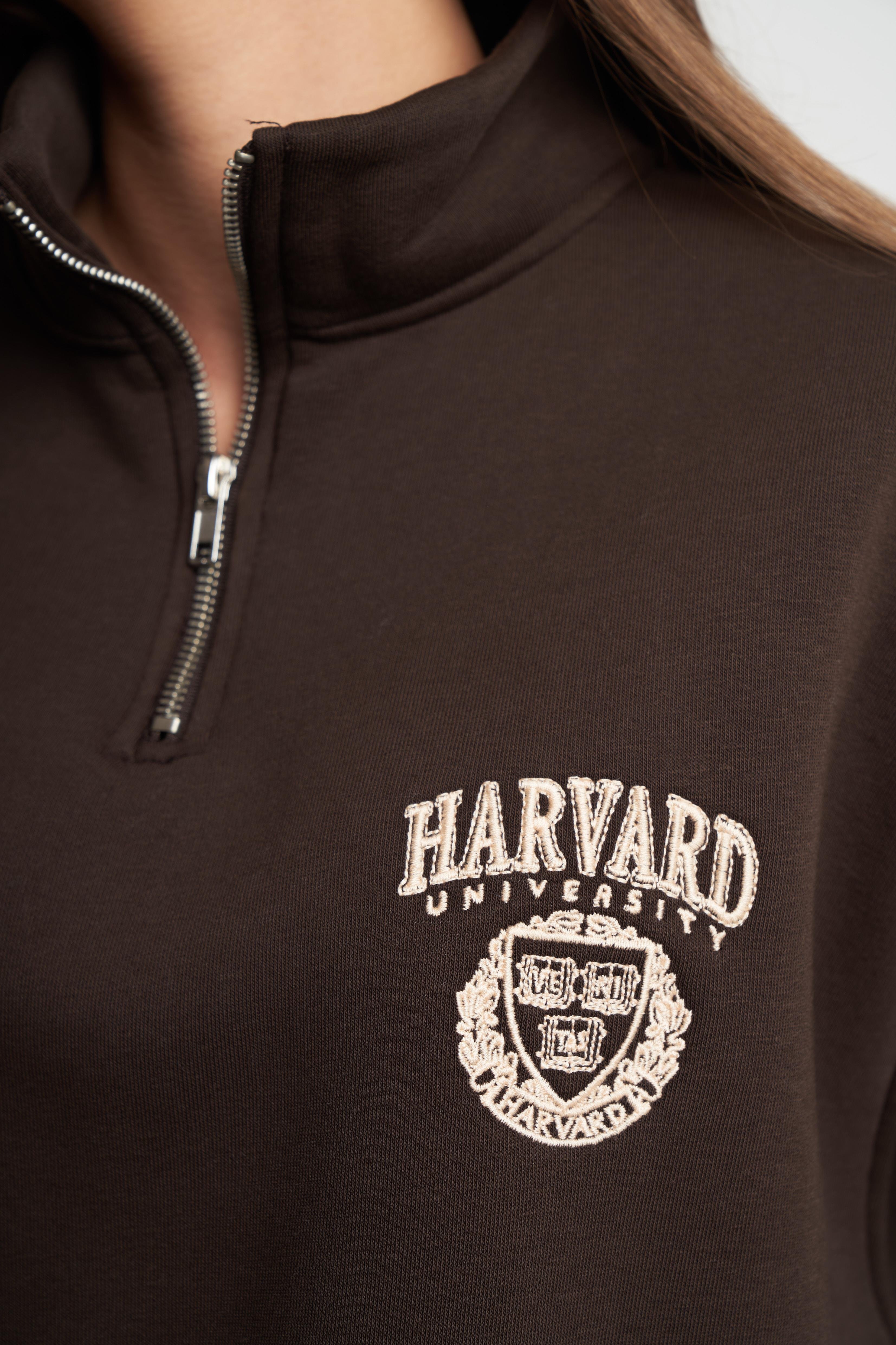 Harvard Baskılı Şardonlu Sweatshirt Kahve