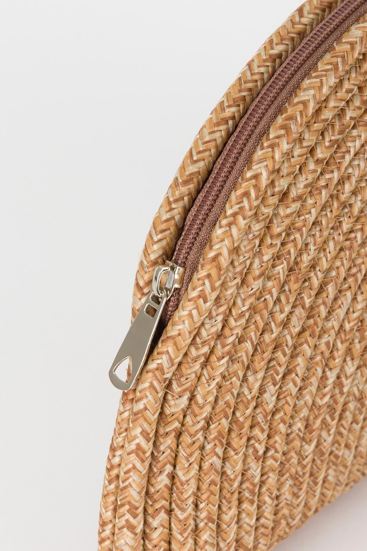 Hasır Clutch Çanta Bej