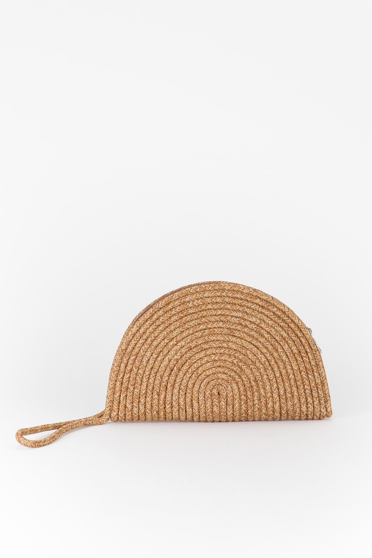 Hasır Clutch Çanta Bej