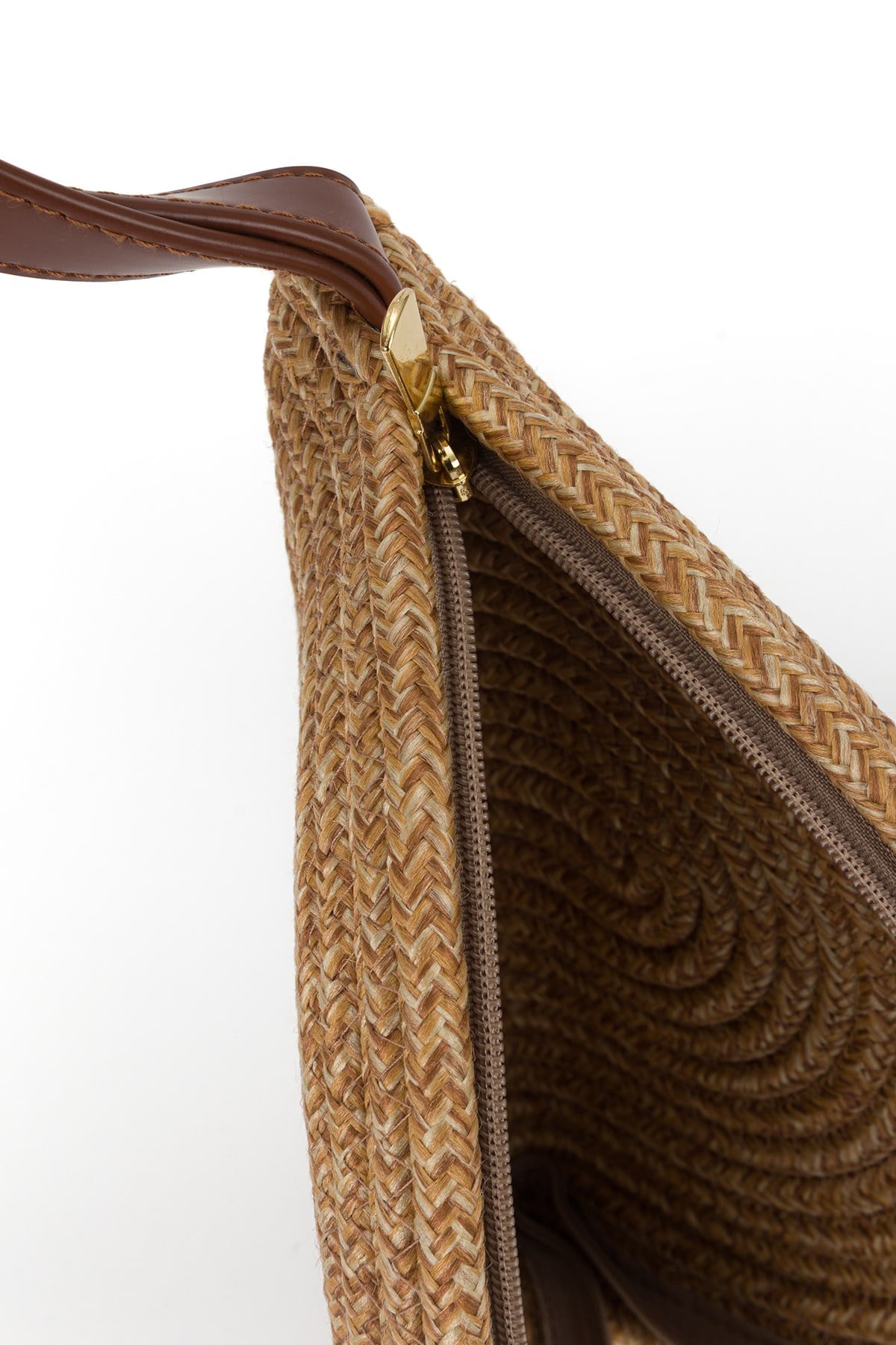 Hasır Midi Clutch Çanta Bej