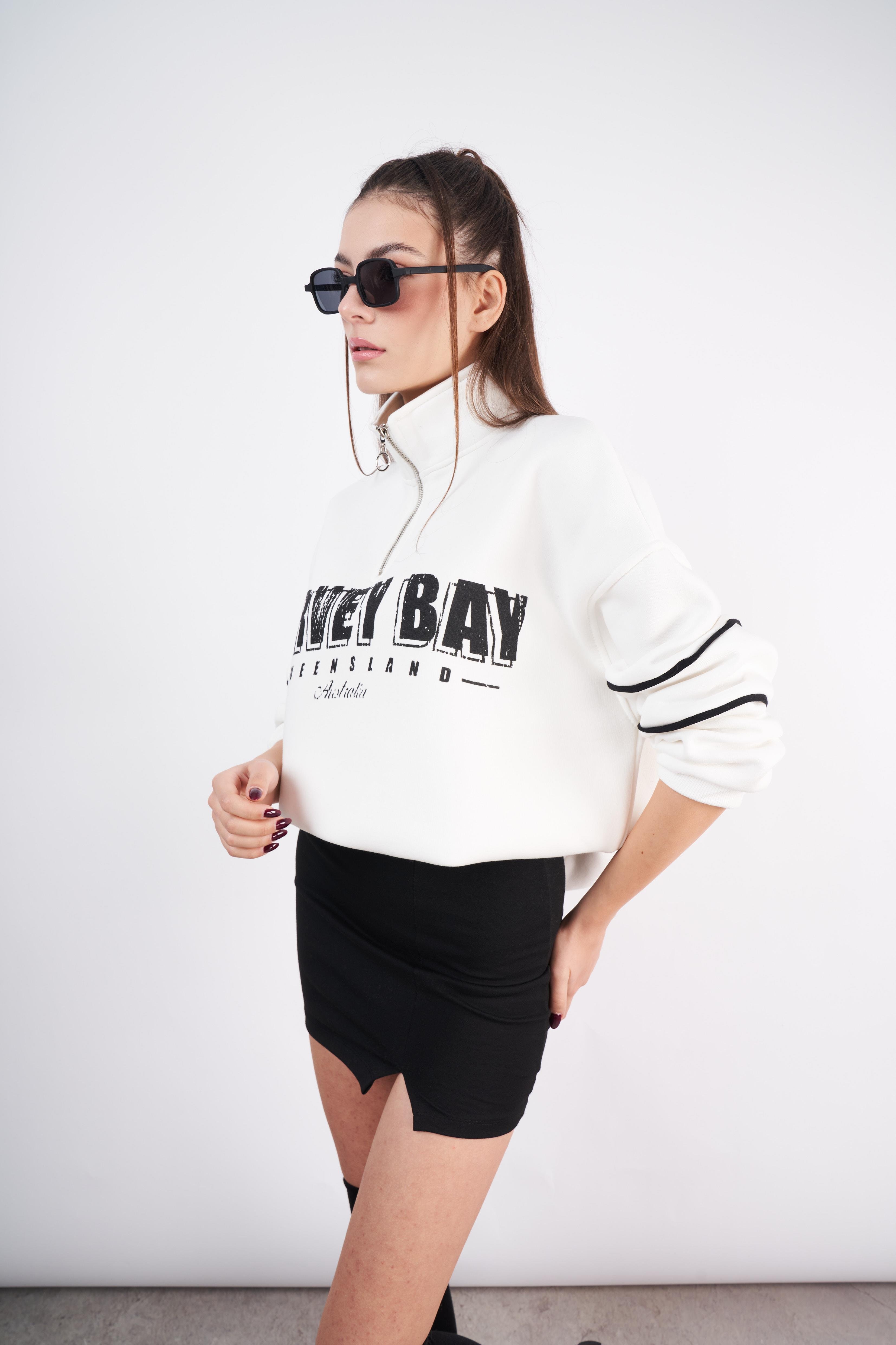 Hervey Bay Baskılı Sweatshirt Ekru