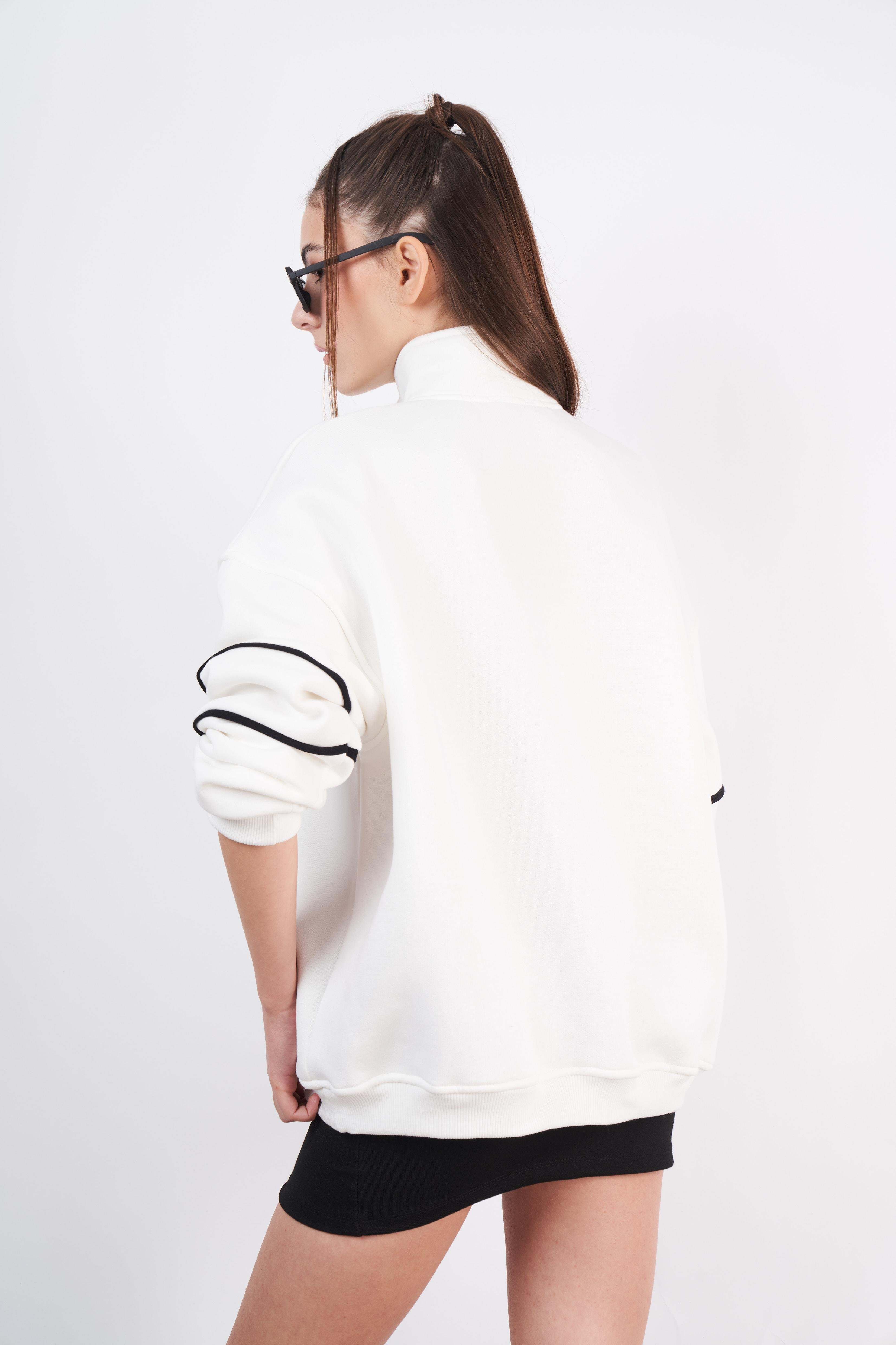 Hervey Bay Baskılı Sweatshirt Ekru