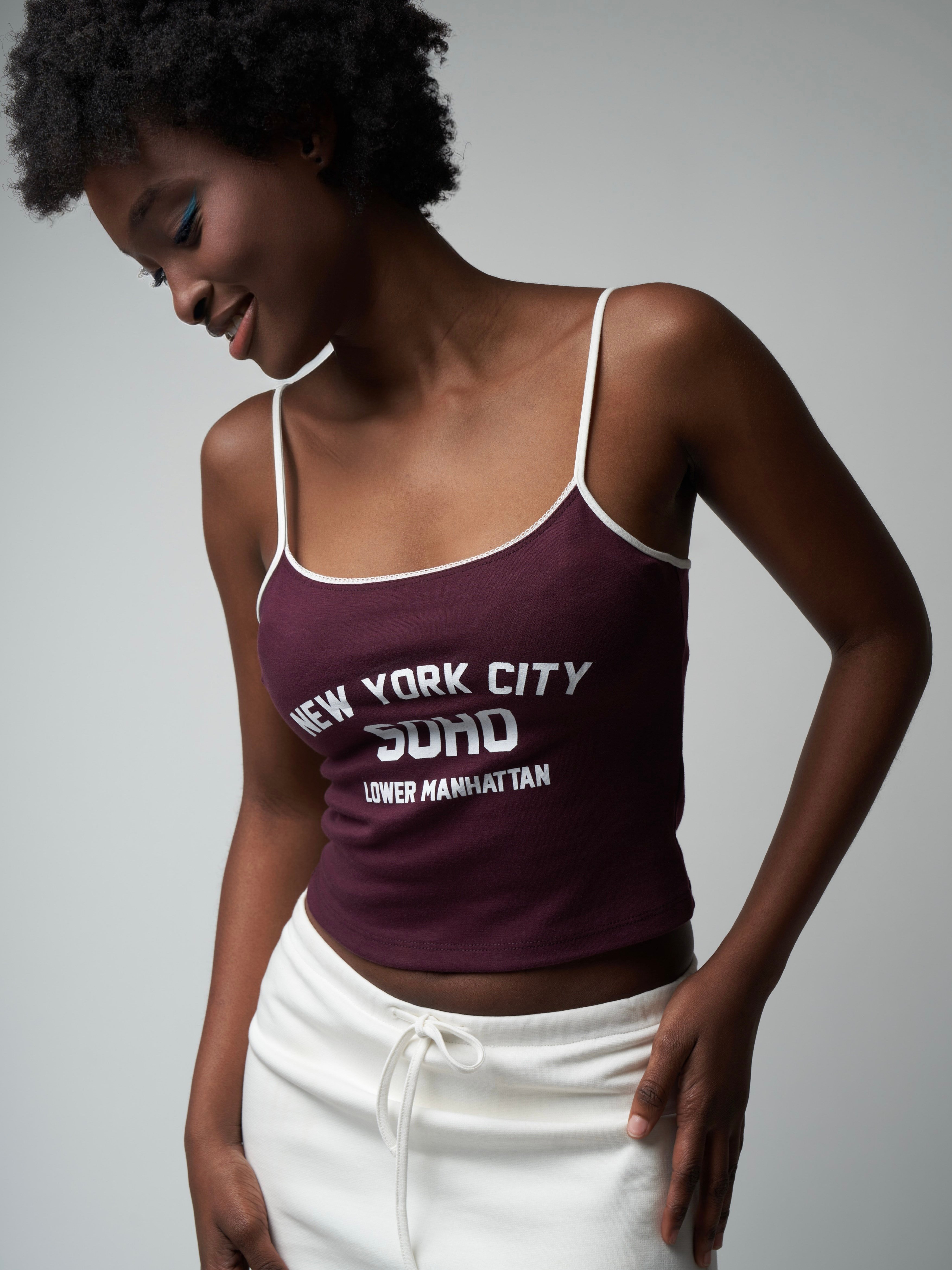 İp Askılı Crop Bluz Mürdüm
