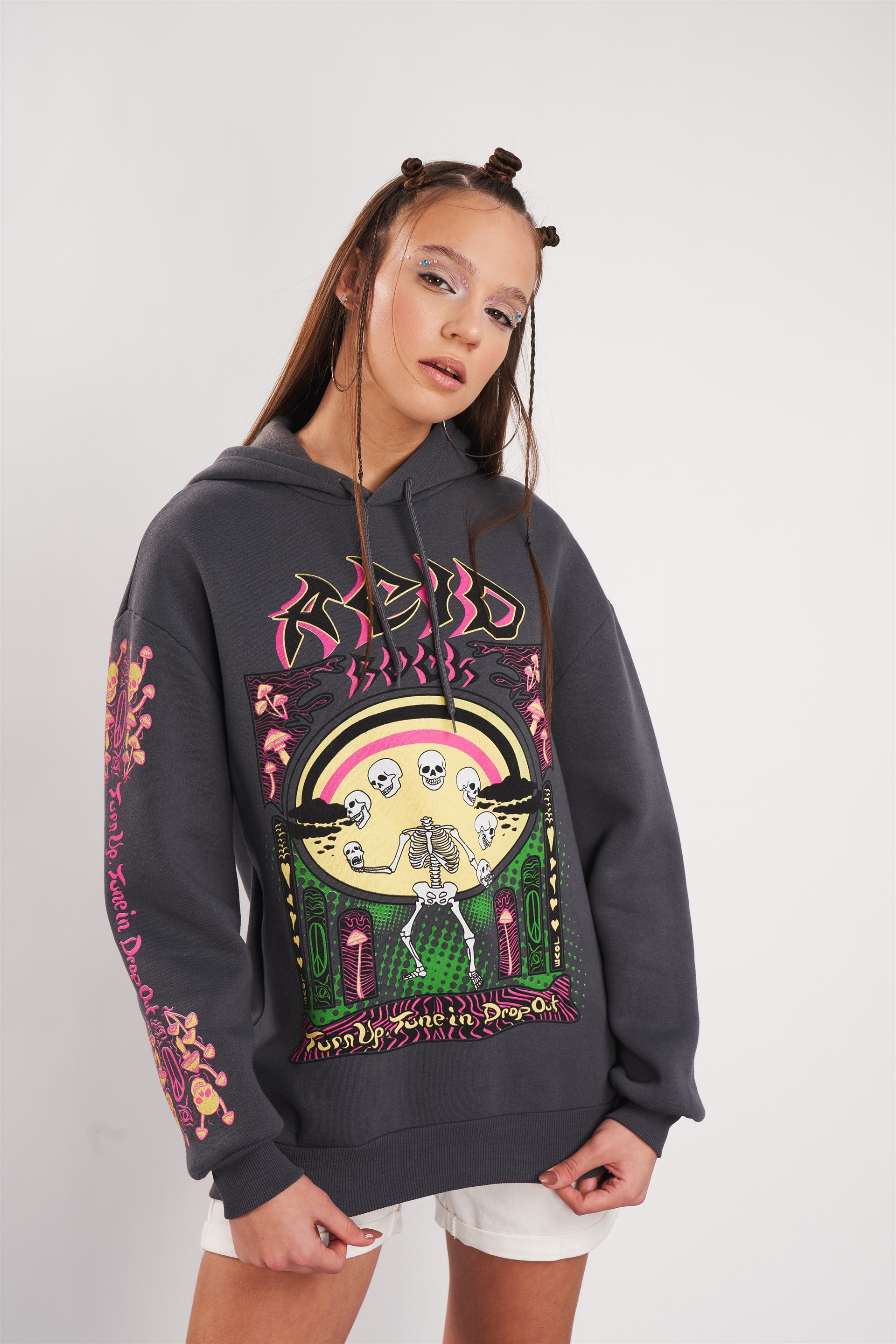 İskelet Baskılı Sweatshirt