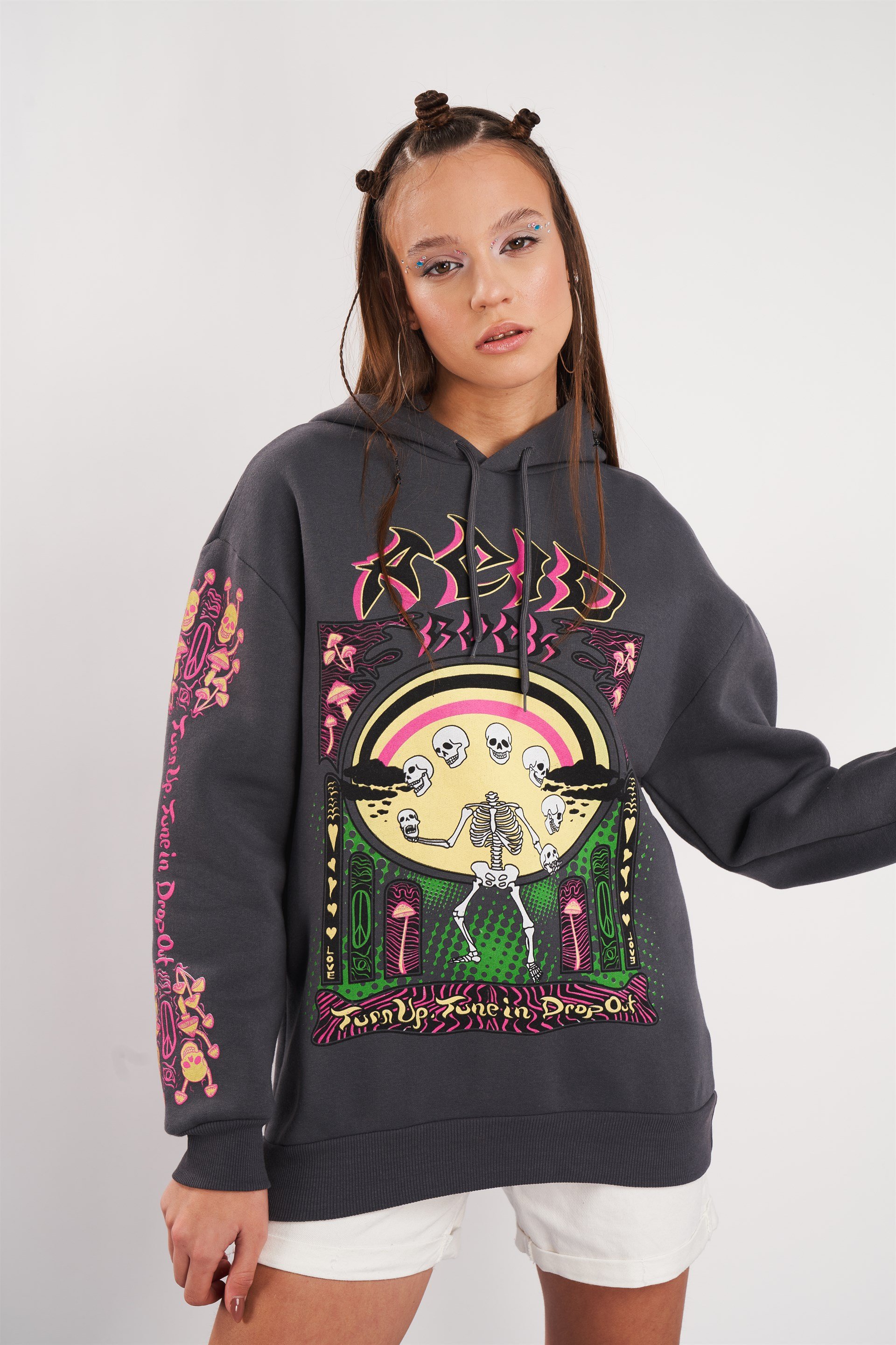 İskelet Baskılı Sweatshirt