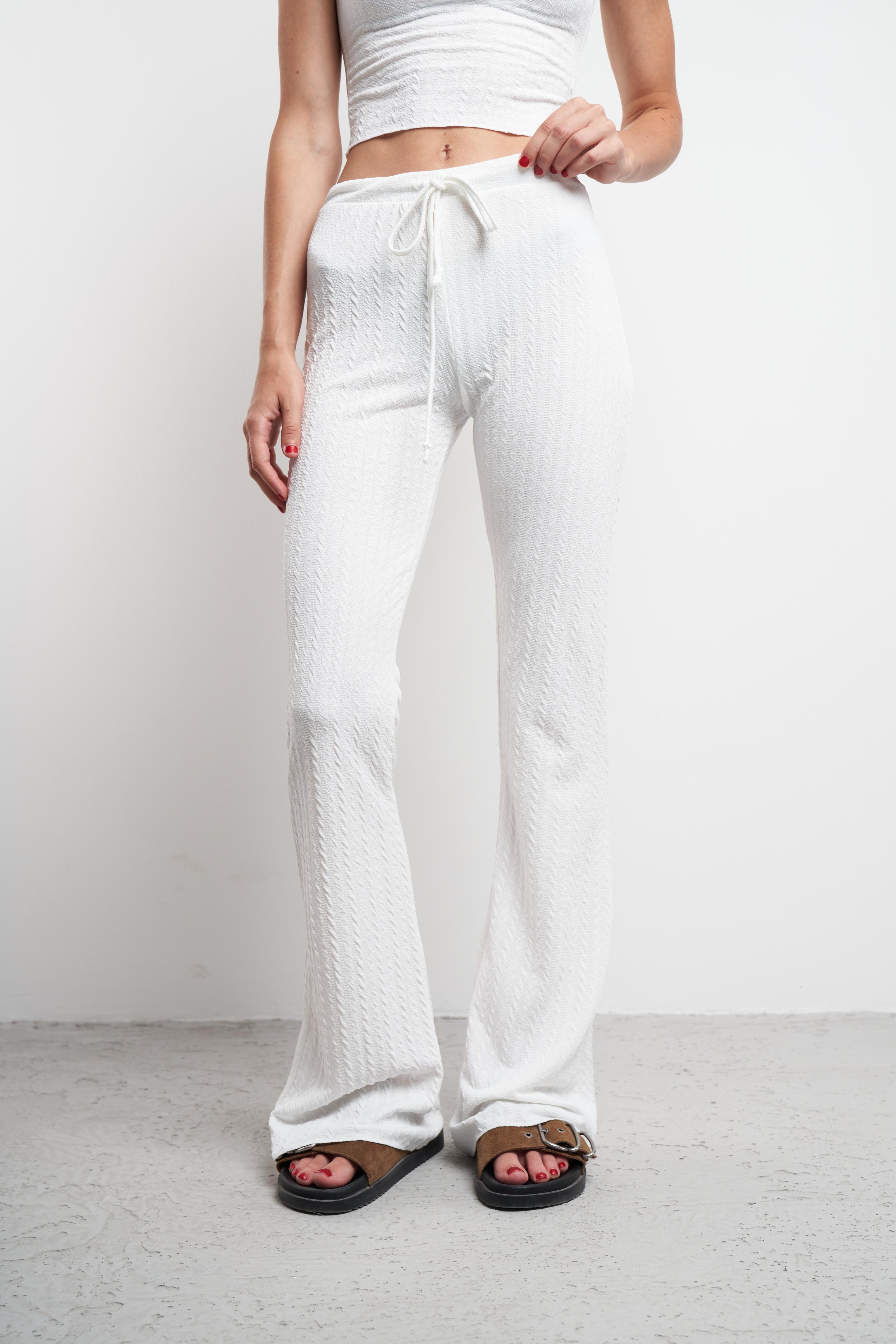 İspanyol Paça Pantolon Ekru