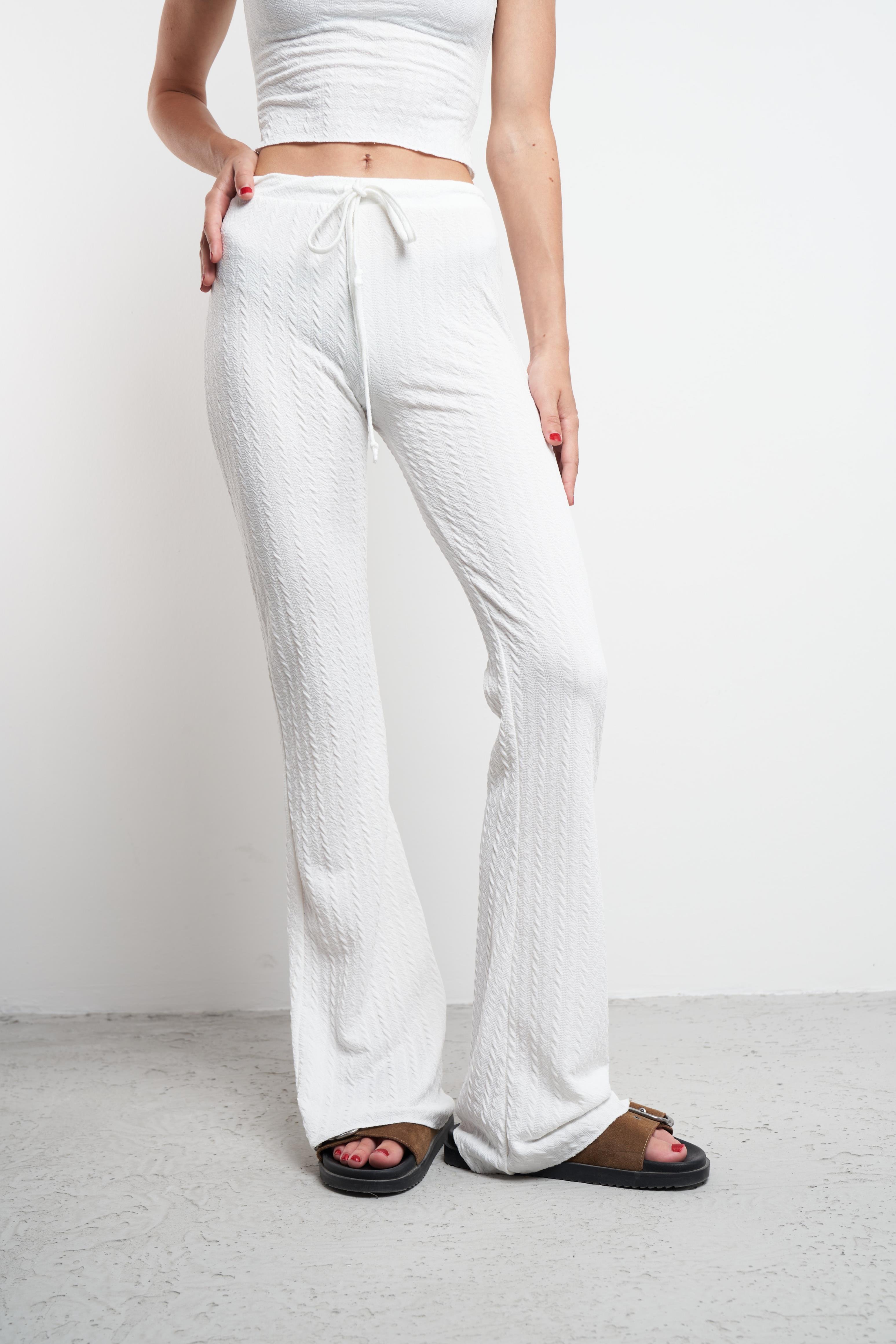 İspanyol Paça Pantolon Ekru