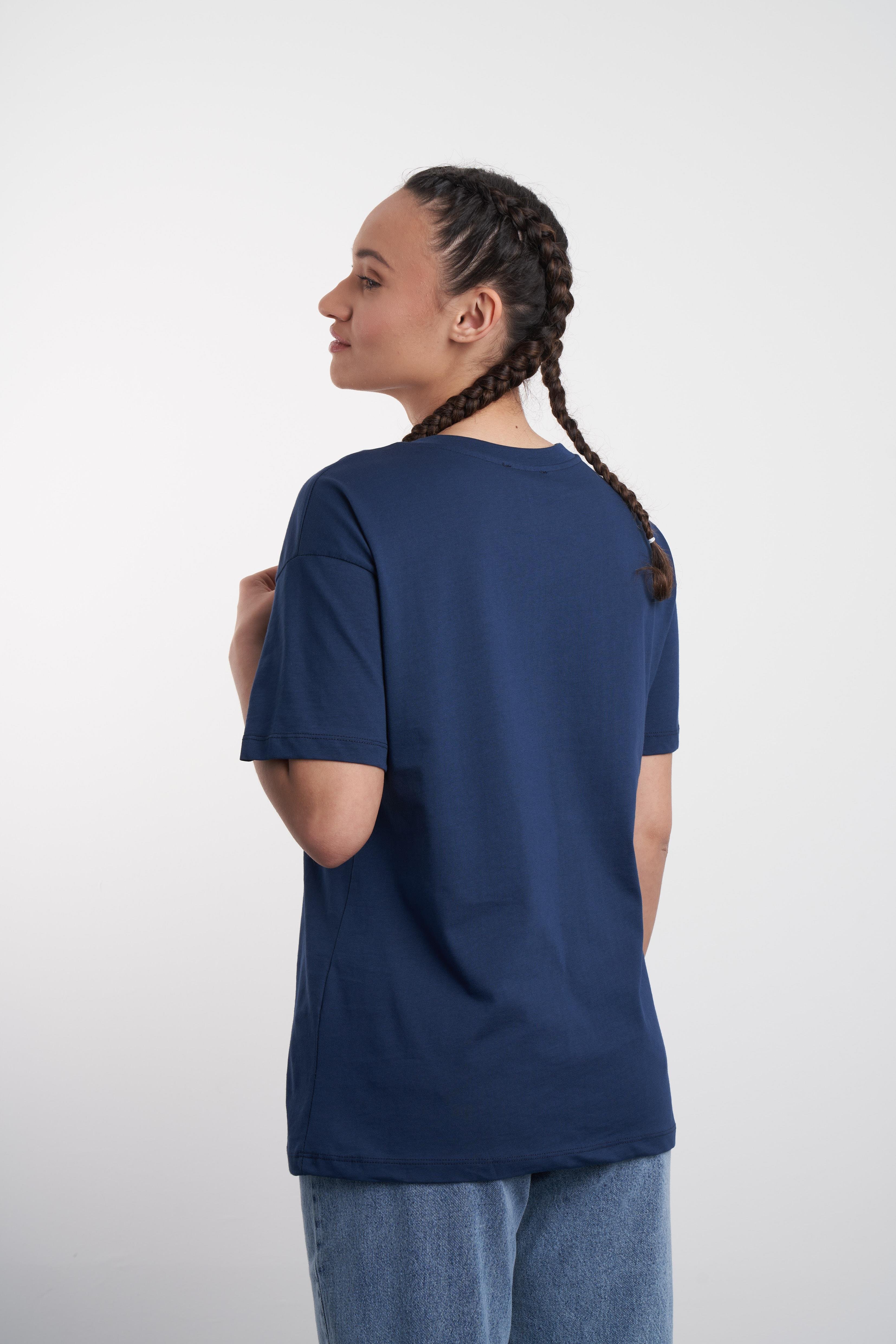 Kalp Nakış Baskılı T-shirt Lacivert