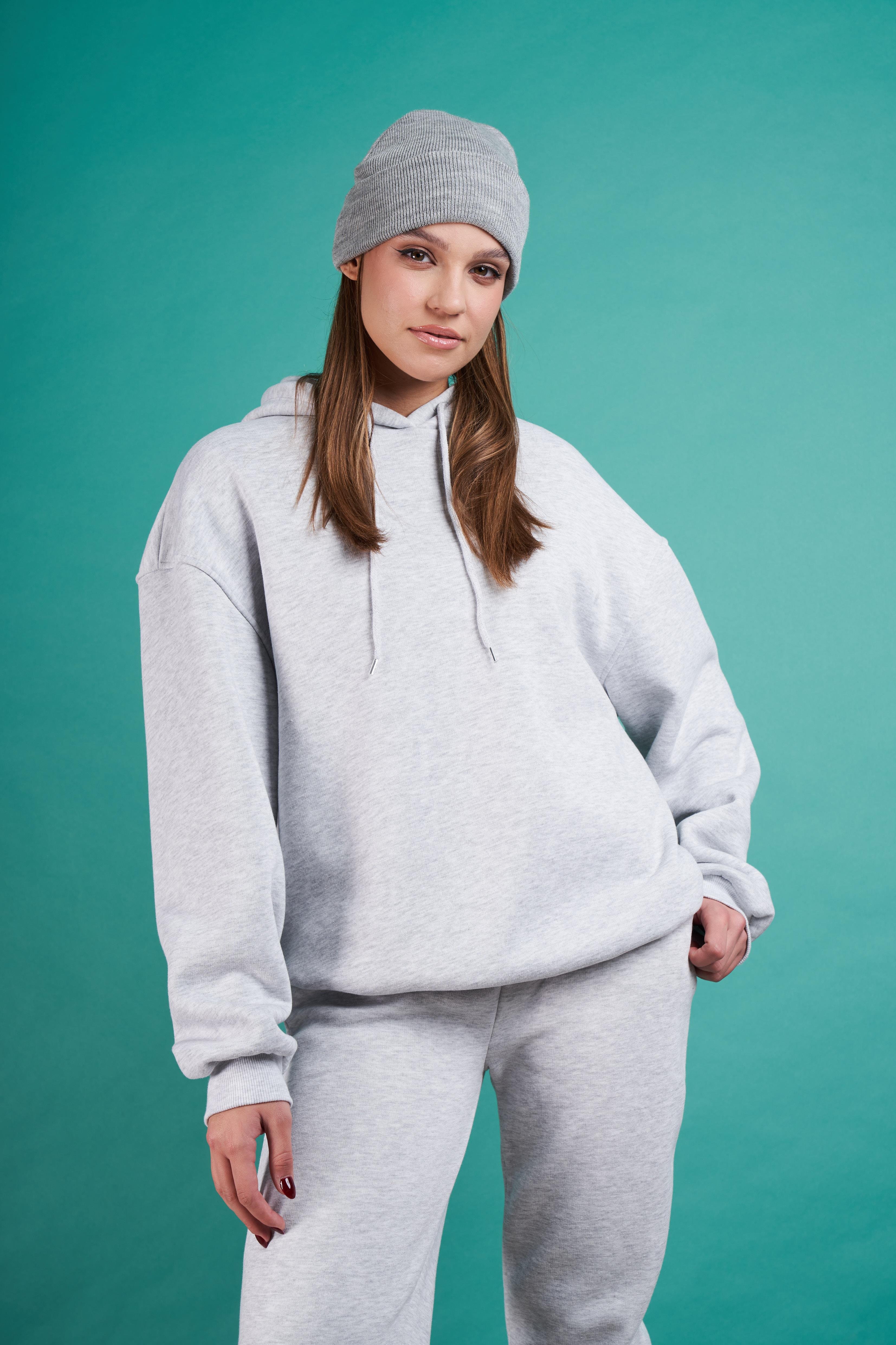 Kapüşonlu Basic Oversize Sweatshirt Karmelanj