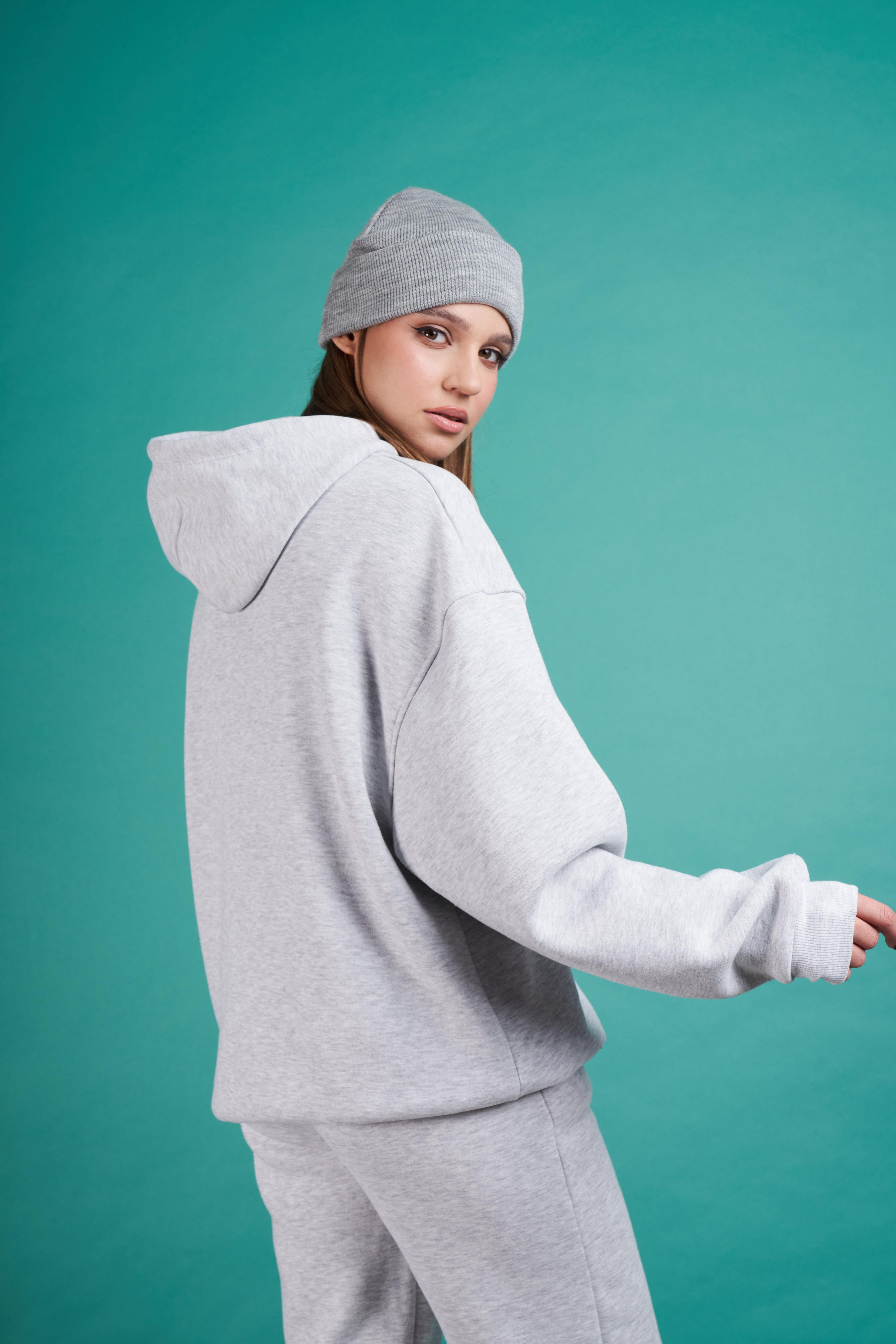 Kapüşonlu Basic Oversize Sweatshirt Karmelanj