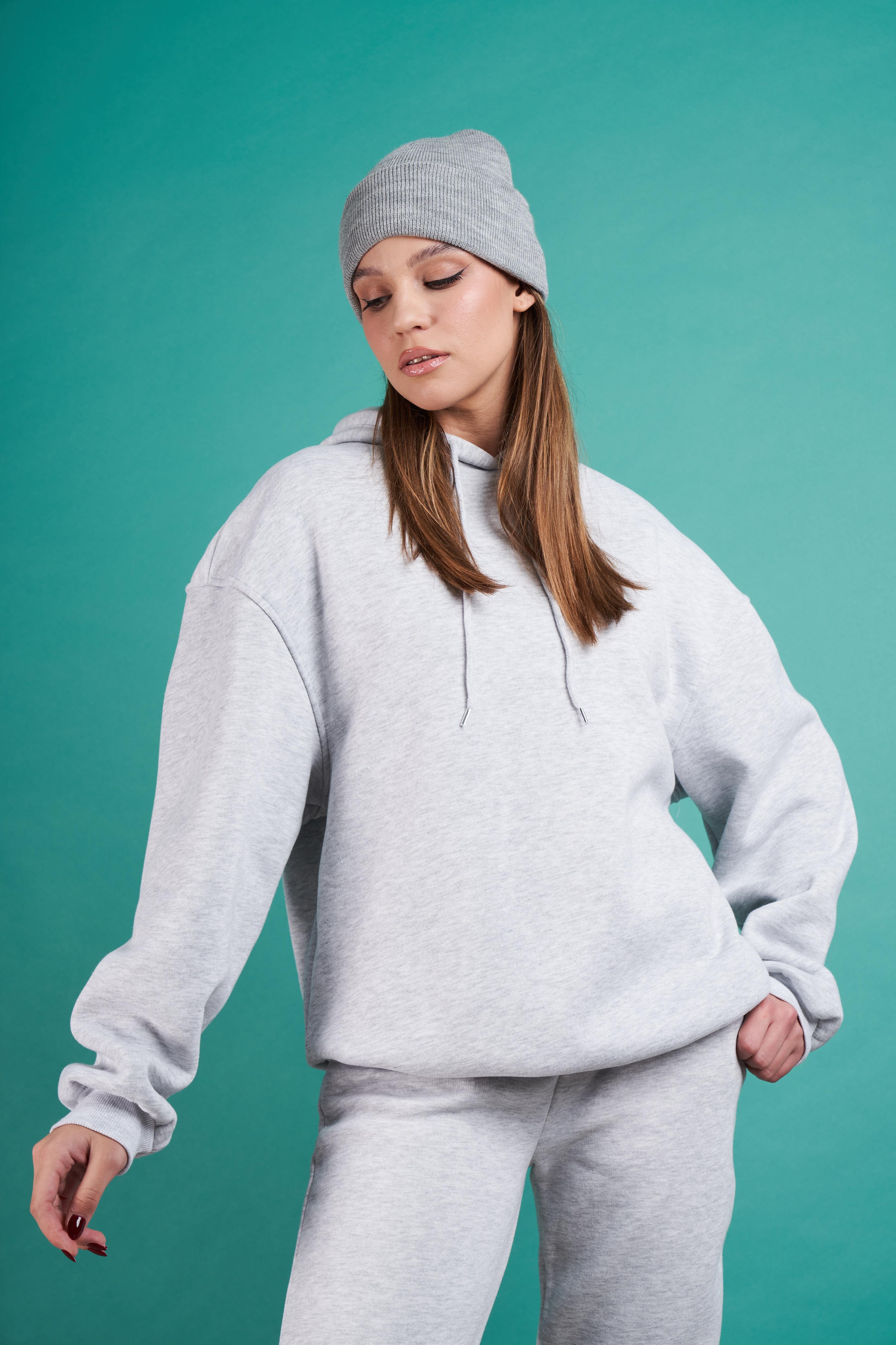 Kapüşonlu Basic Oversize Sweatshirt Karmelanj