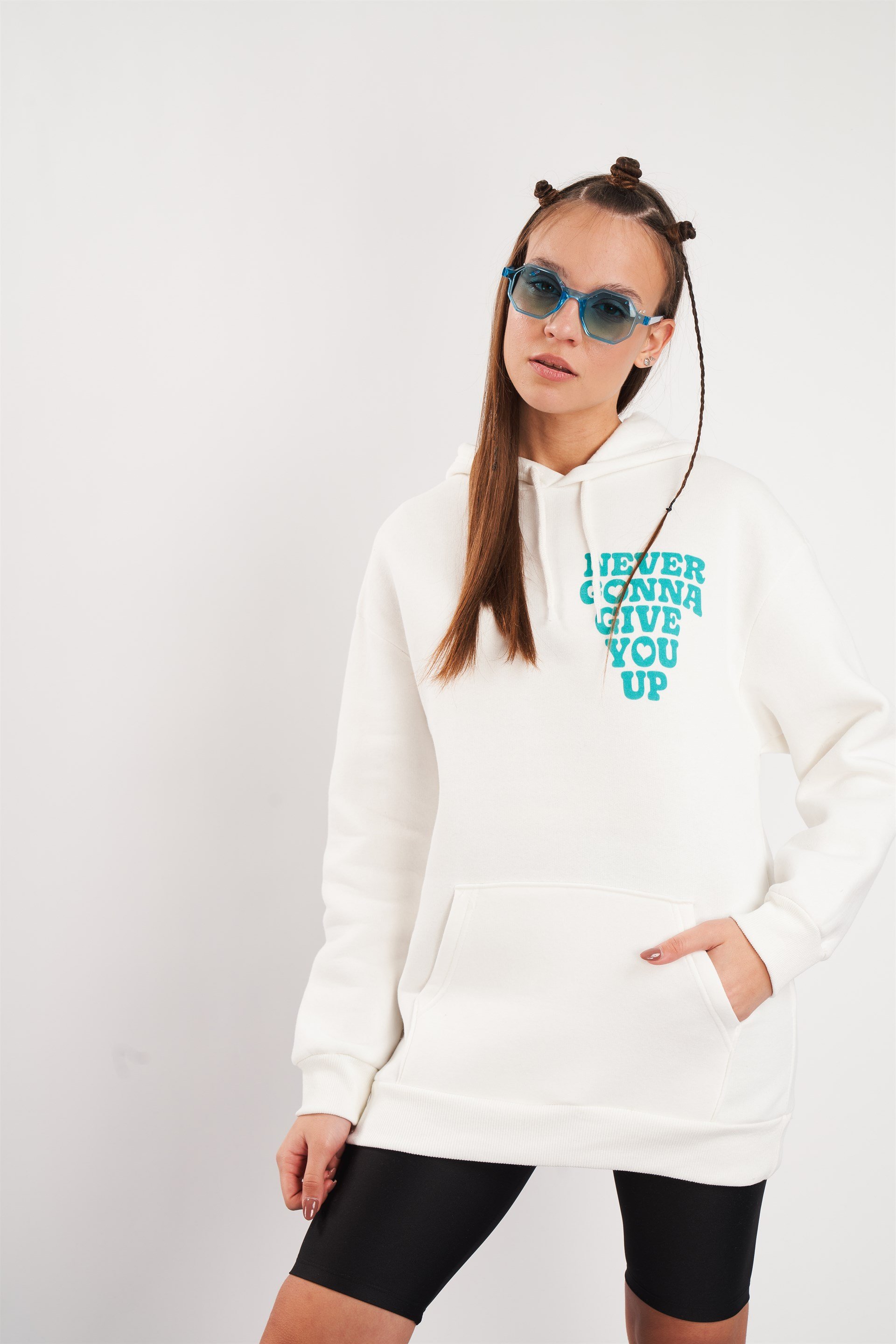 Kapüşonlu Baskılı Sweatshirt