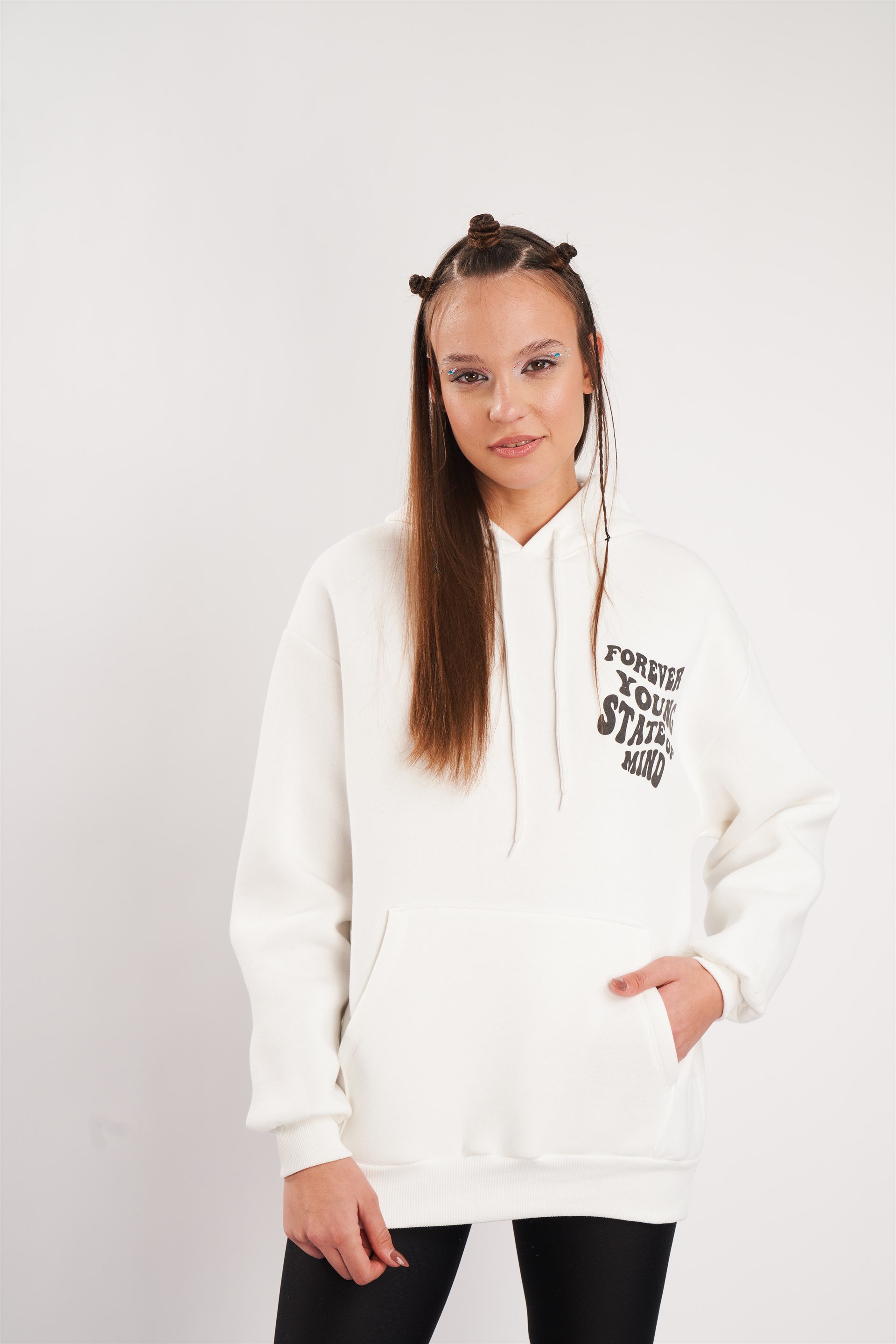 Kapüşonlu Baskılı Sweatshirt