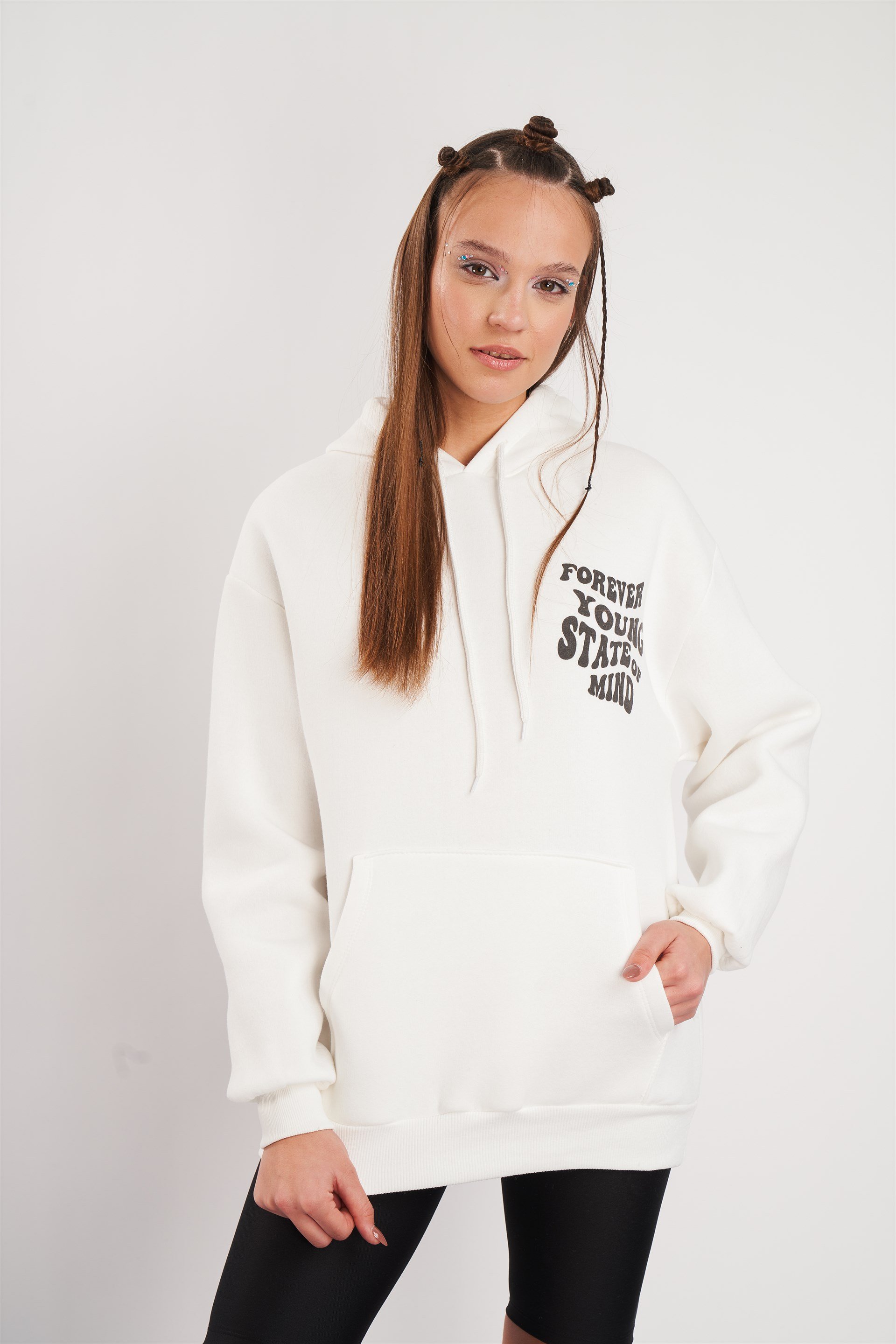 Kapüşonlu Baskılı Sweatshirt