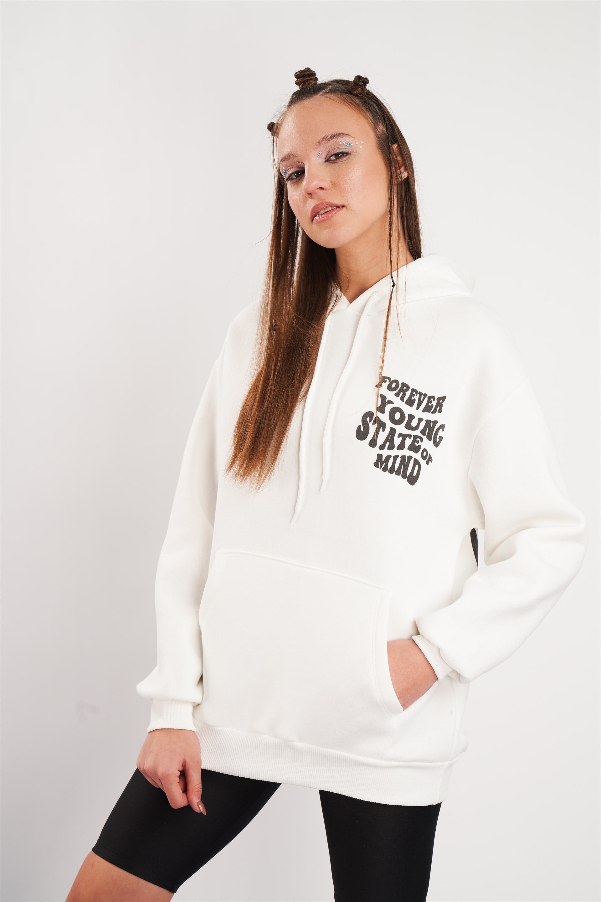Kapüşonlu Baskılı Sweatshirt