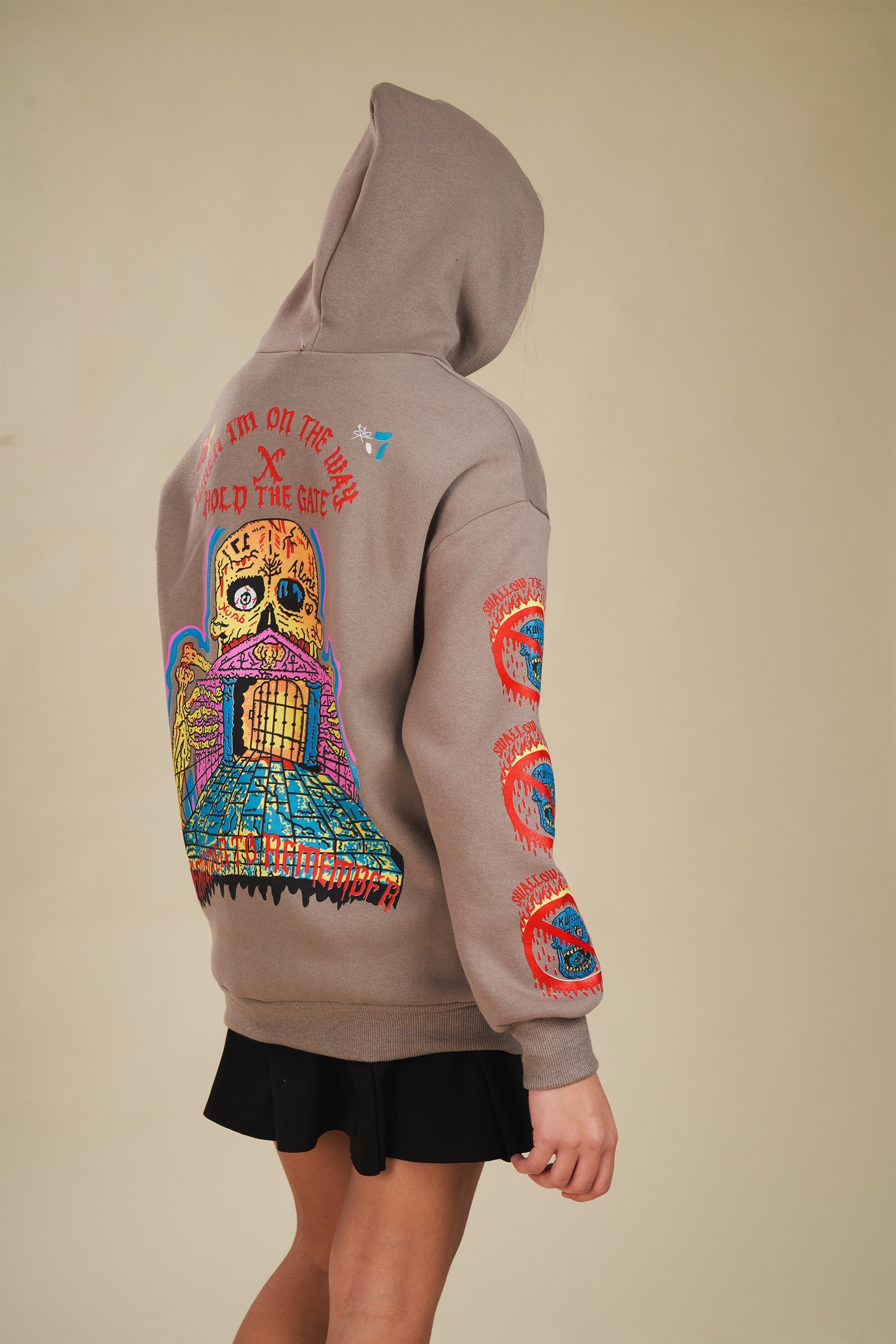 Kapüşonlu Baskılı Sweatshirt