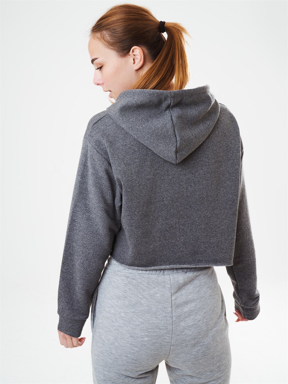 Kapüşonlu Harvard Yazı Baskılı Kısa Sweatshirt