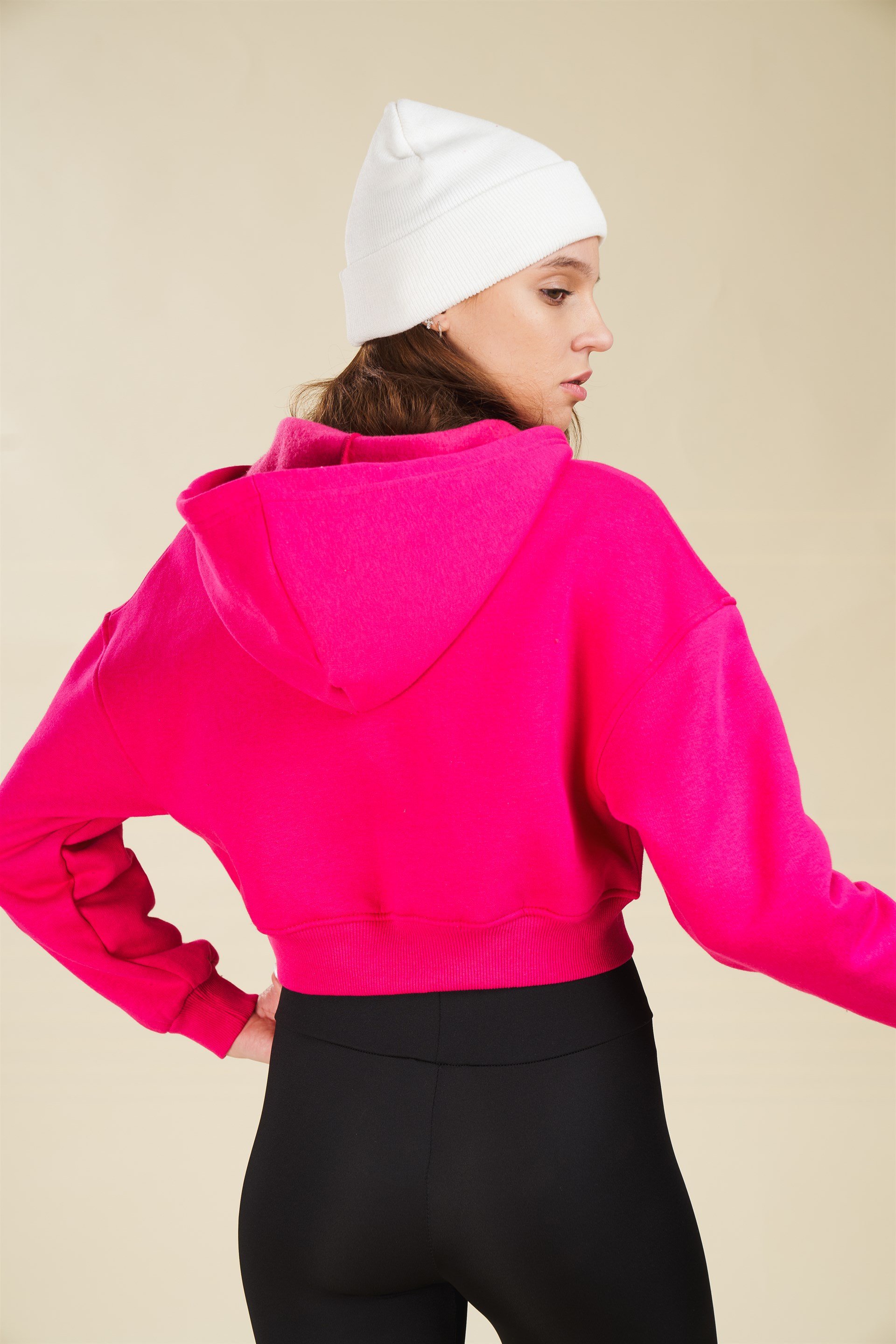 Kapüşonlu Kısa Sweatshirt Ceket