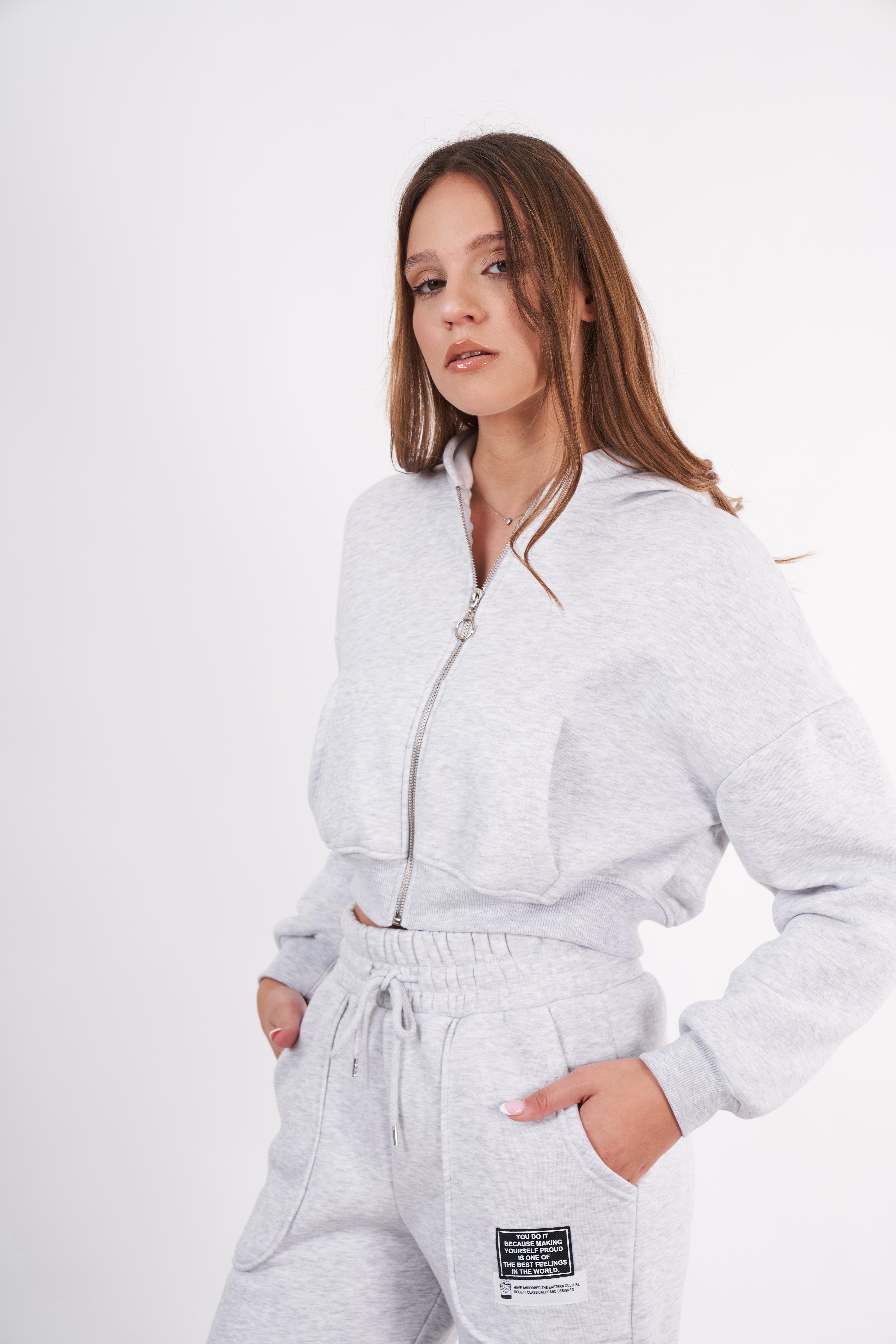 Kapüşonlu Kısa Sweatshirt Ceket
