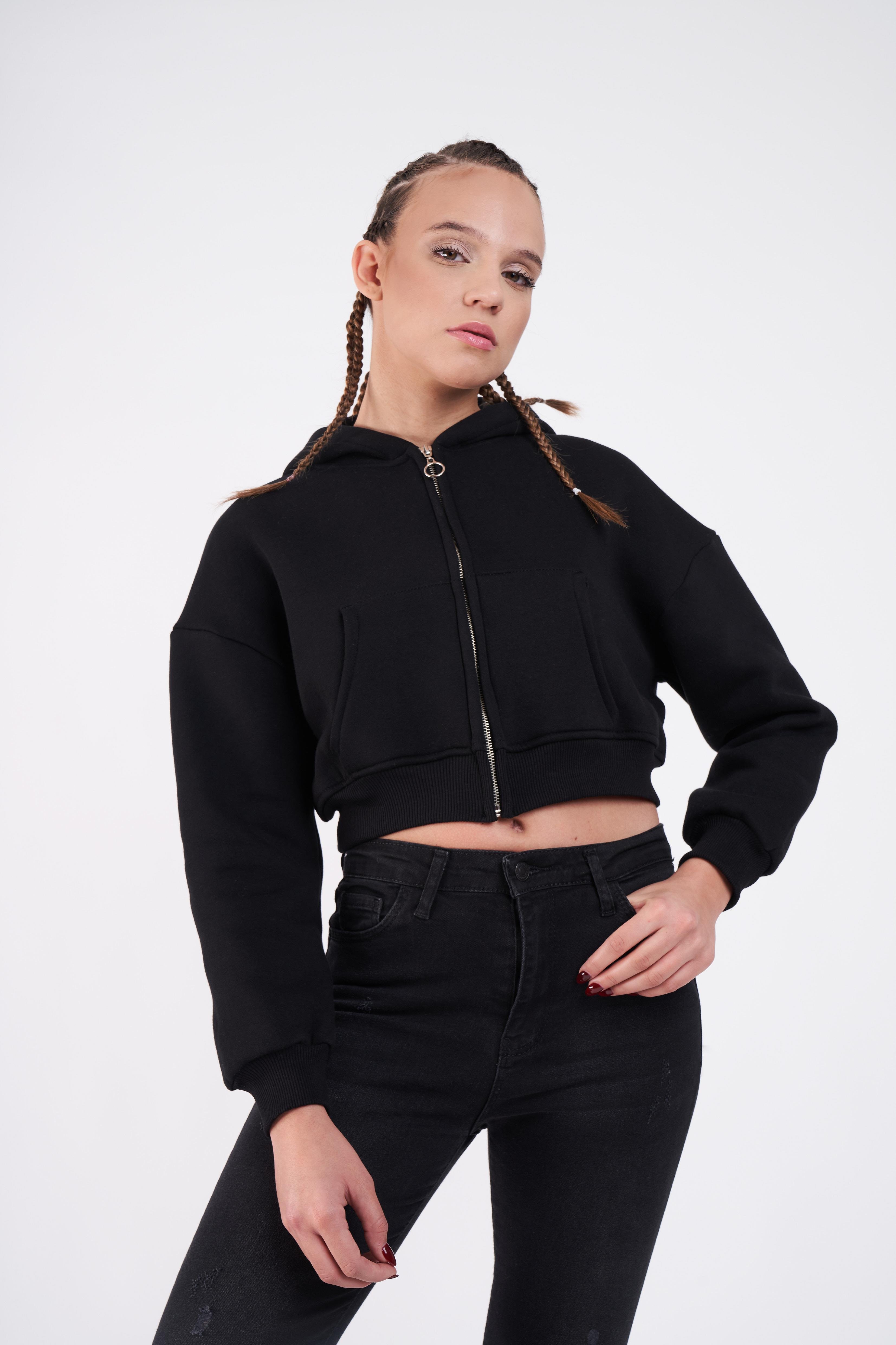 Kapüşonlu Kısa Sweatshirt Ceket