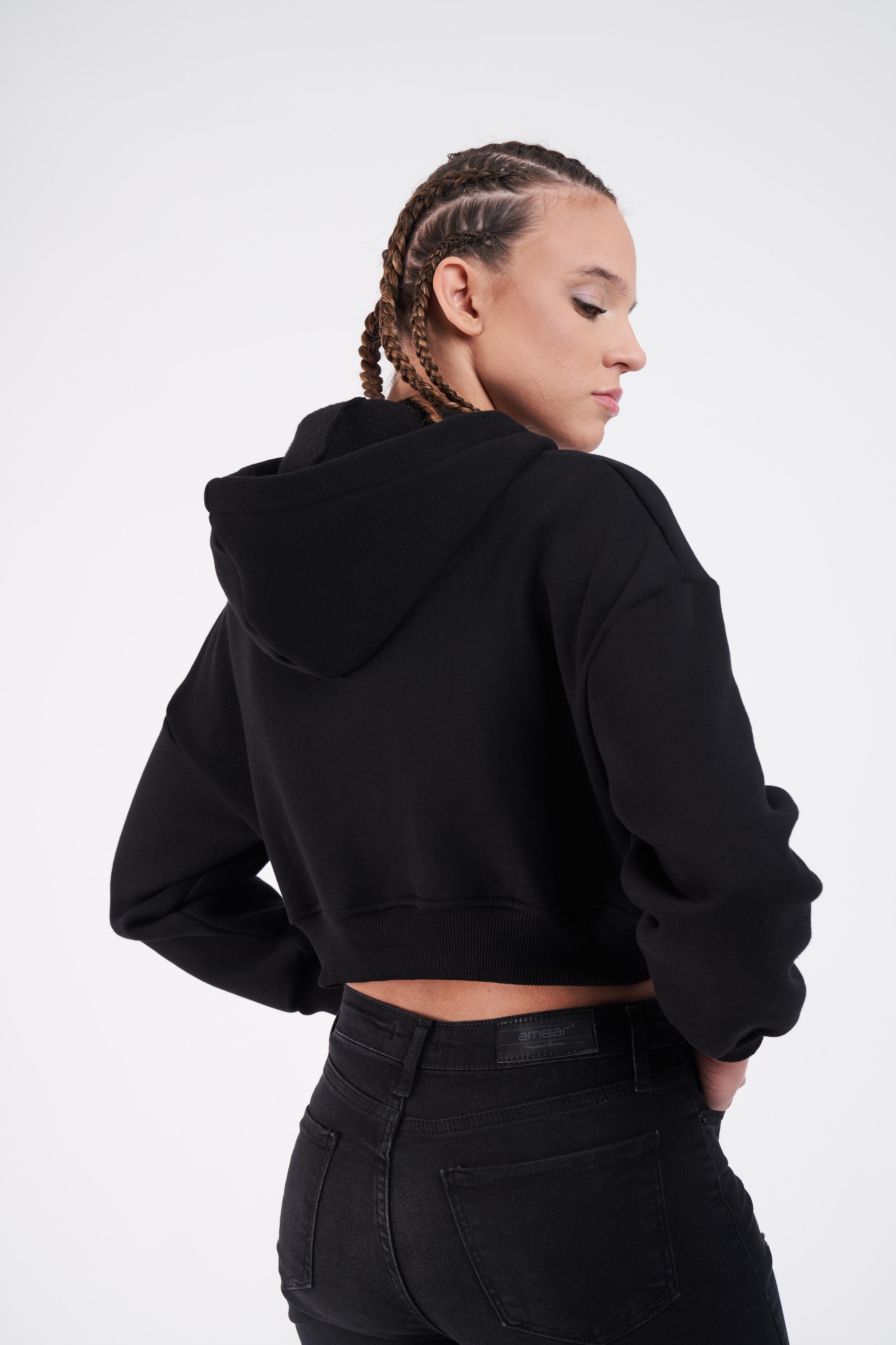 Kapüşonlu Kısa Sweatshirt Ceket