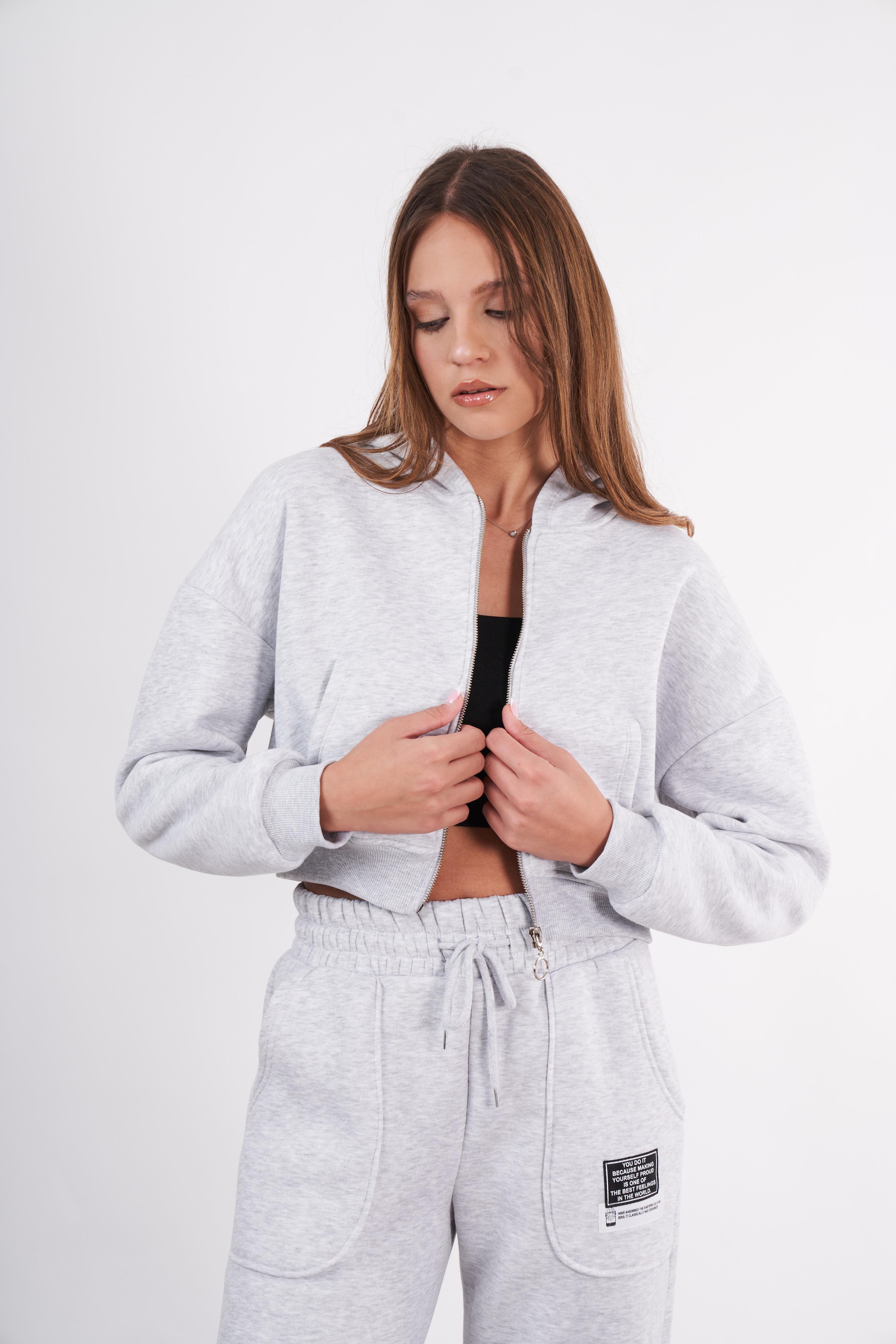 Kapüşonlu Kısa Sweatshirt Ceket