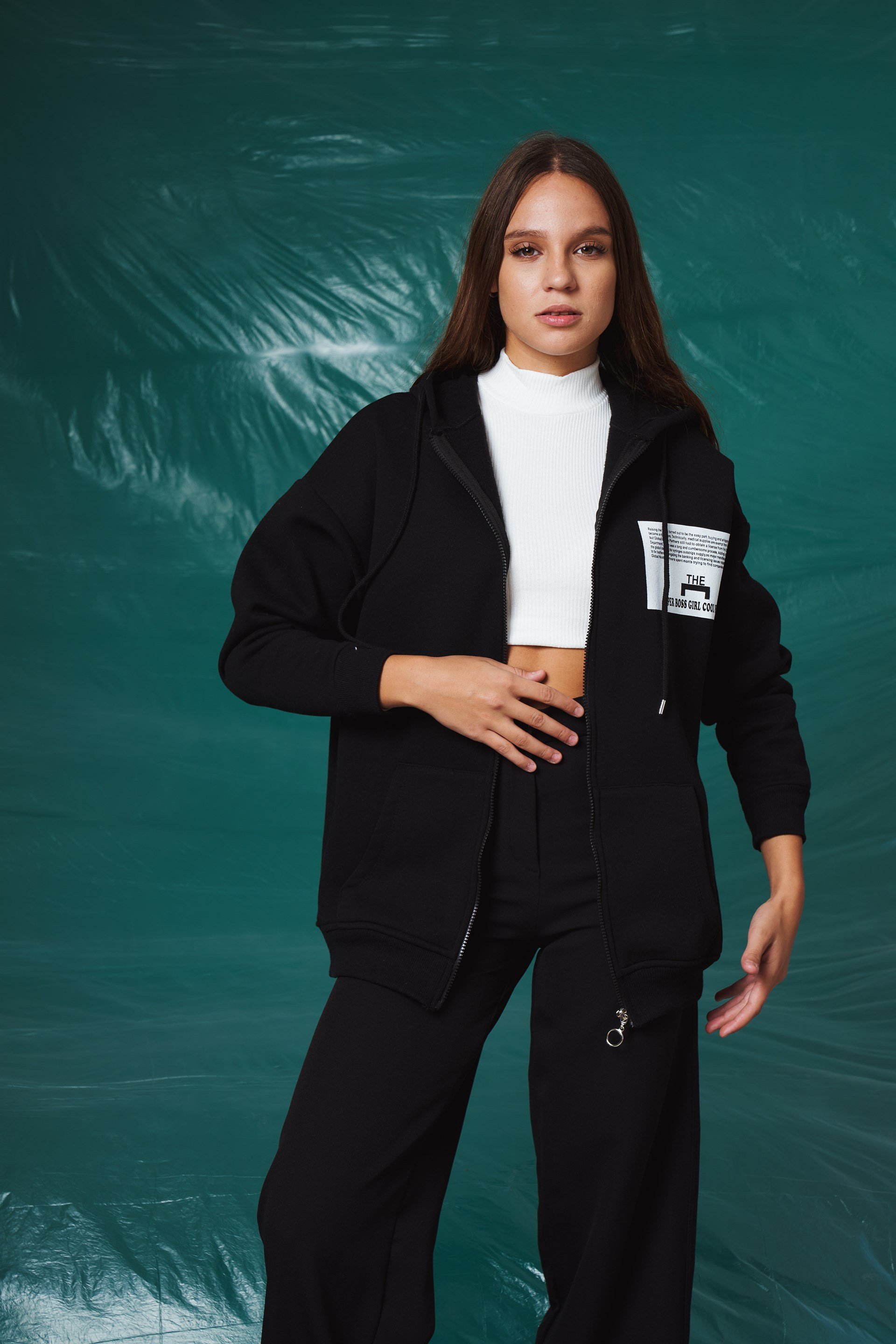 Kapüşonlu Oversize Sweatshirt Ceket