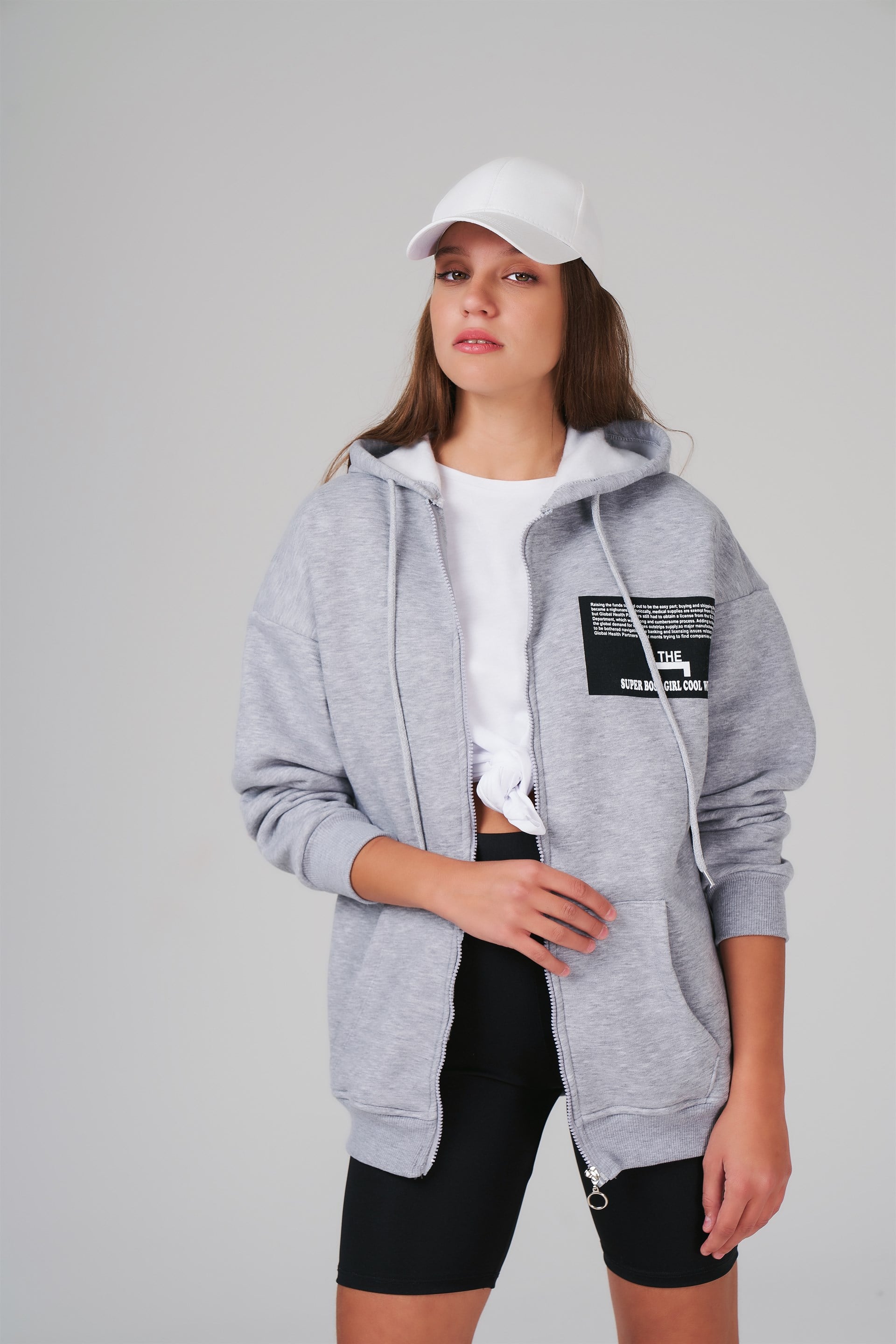 Kapüşonlu Oversize Sweatshirt Ceket