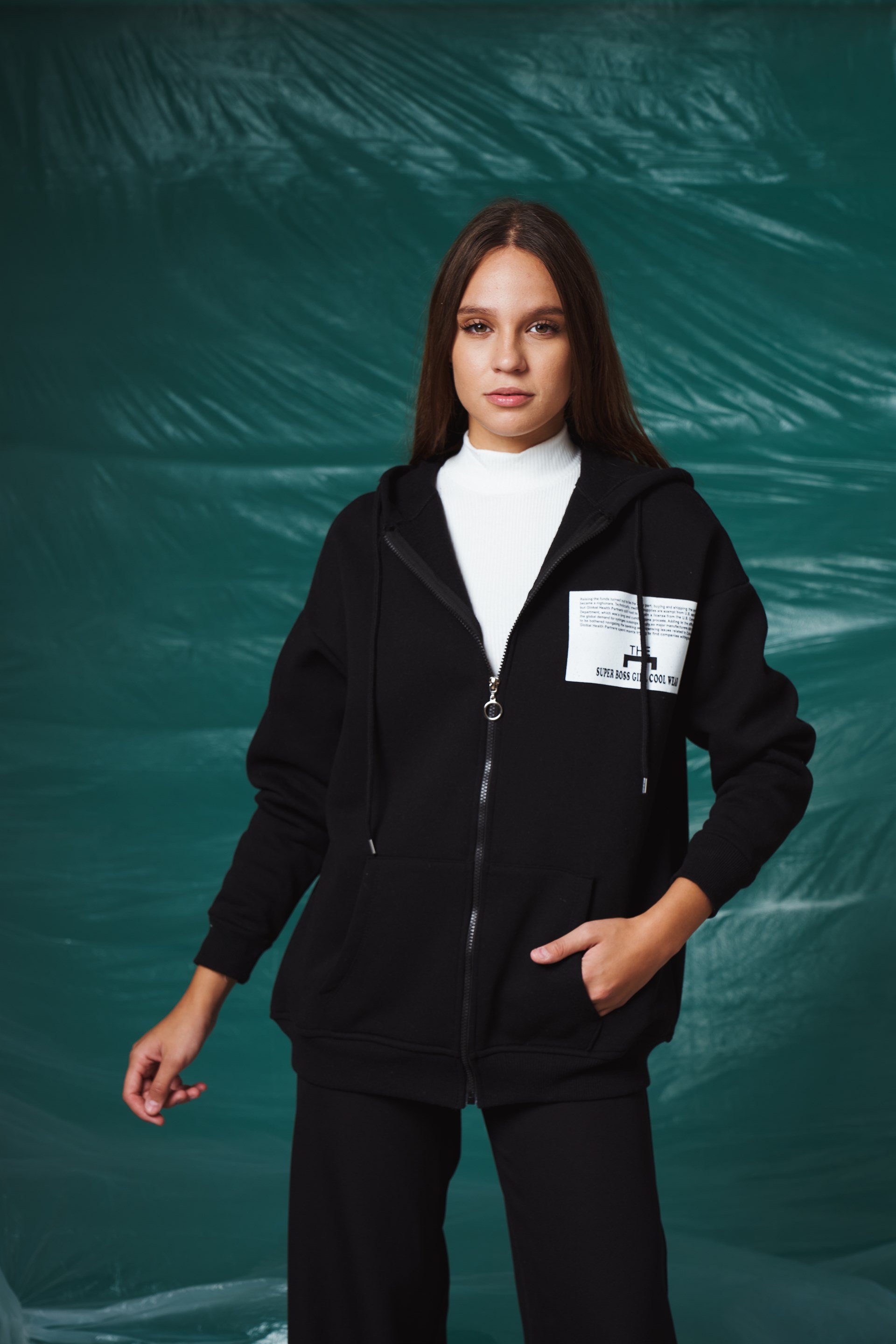 Kapüşonlu Oversize Sweatshirt Ceket
