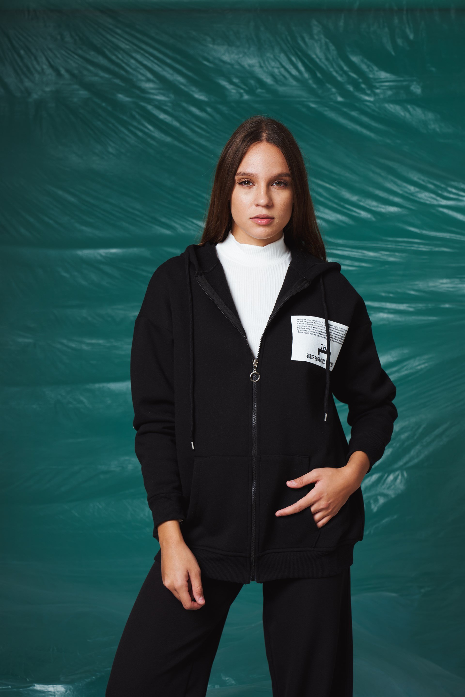 Kapüşonlu Oversize Sweatshirt Ceket