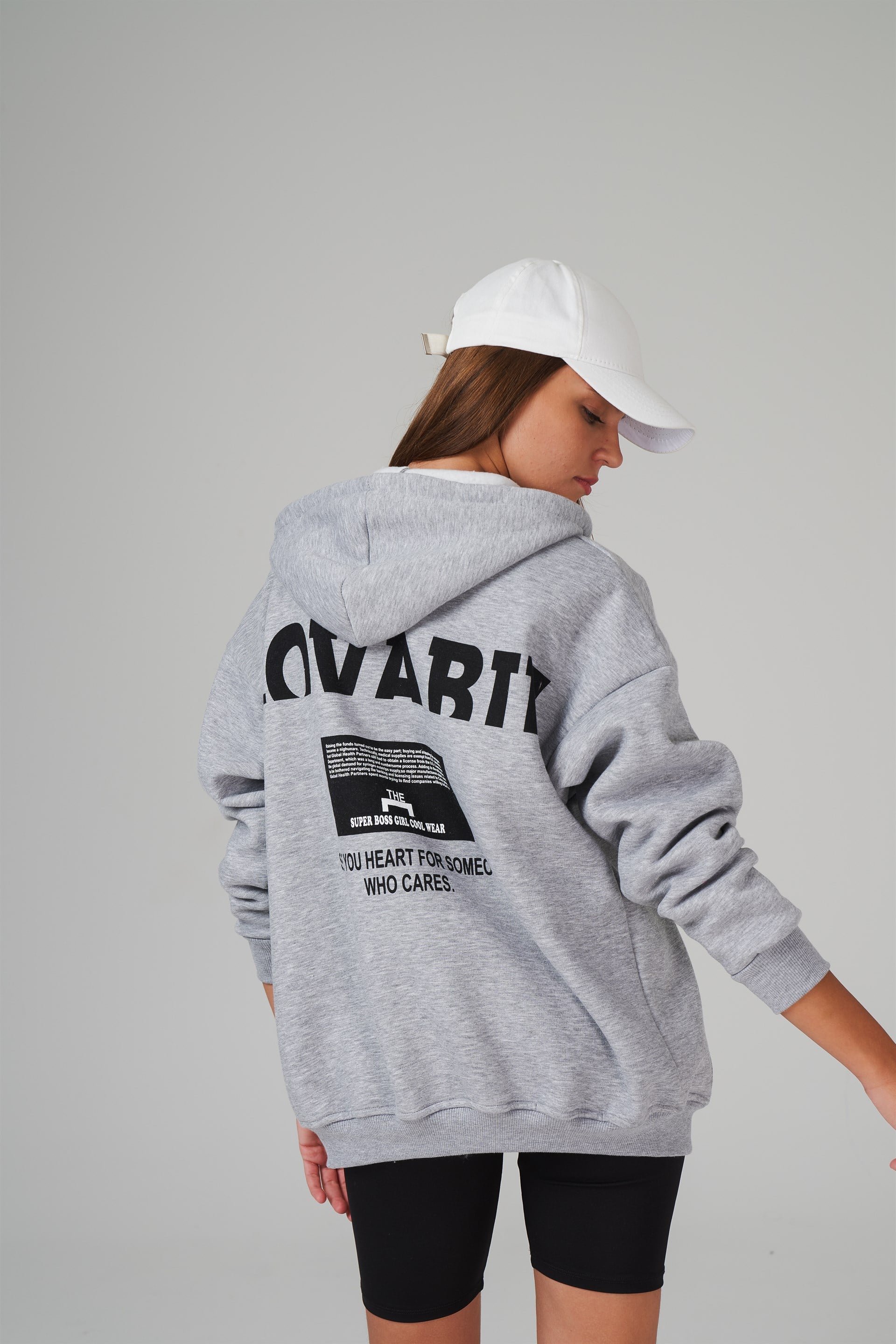 Kapüşonlu Oversize Sweatshirt Ceket