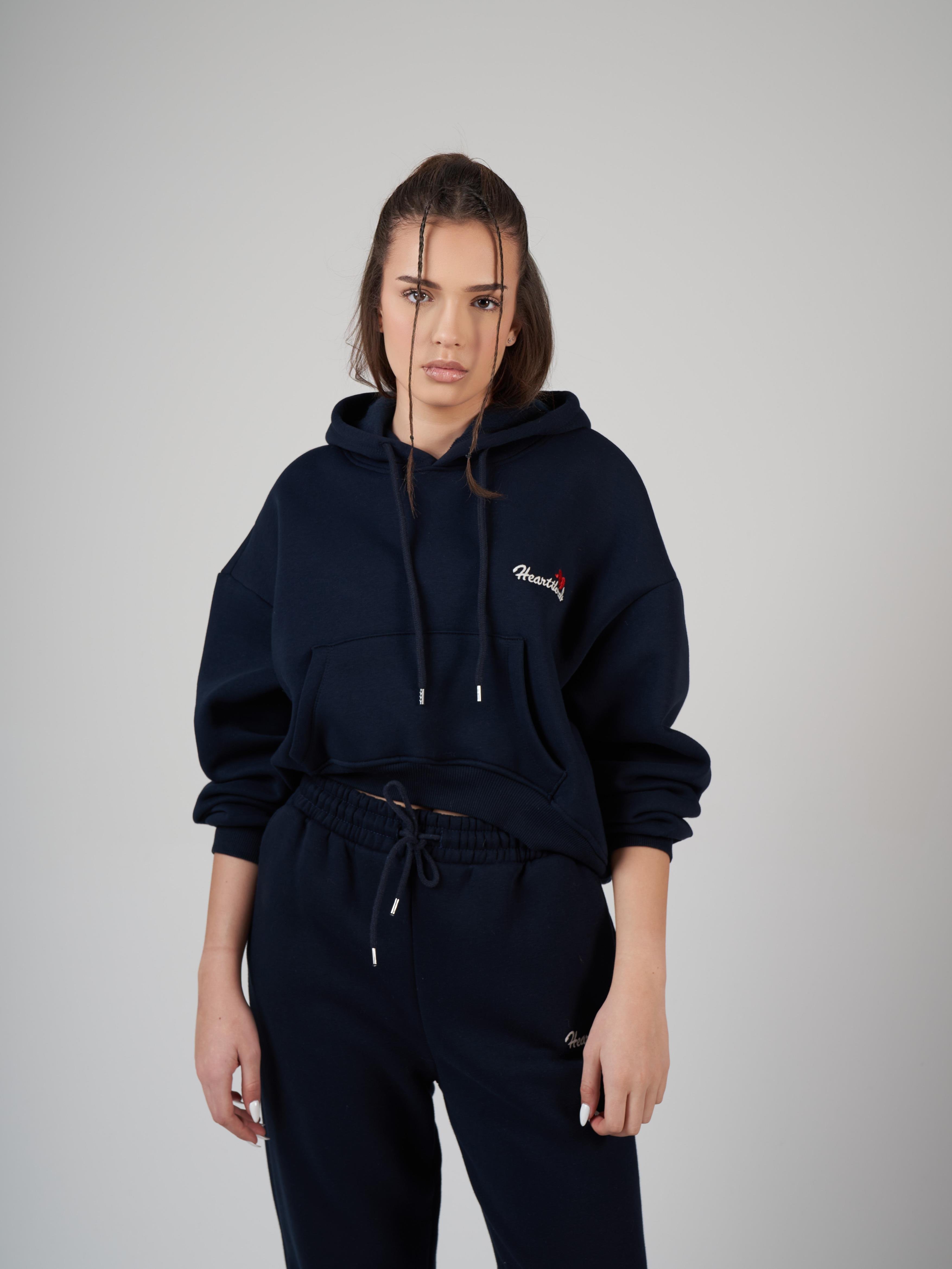 Kapüşonlu Şardonlu Sweatshirt Lacivert