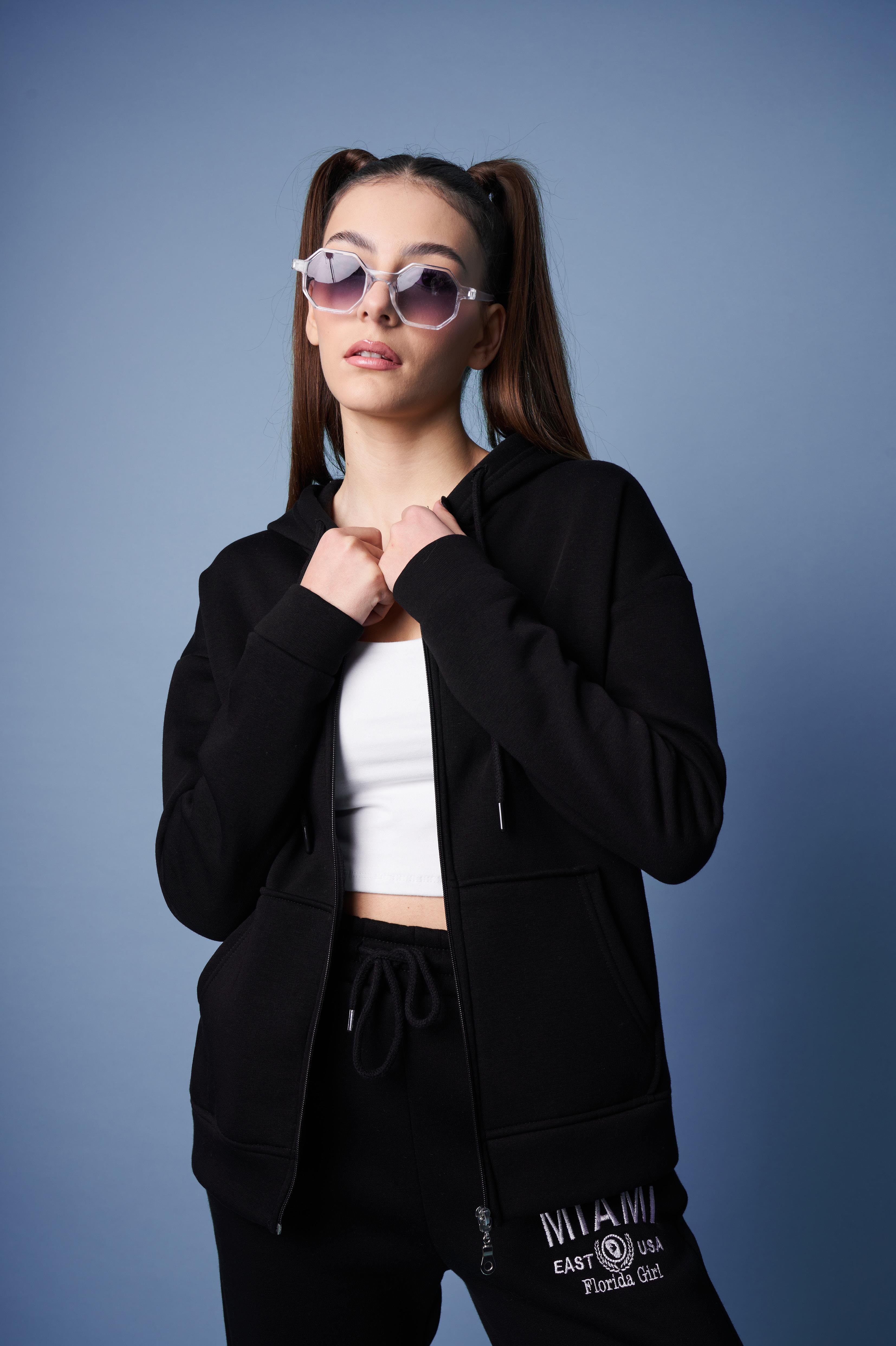 Kapüşonlu Sweatshirt Ceket Siyah